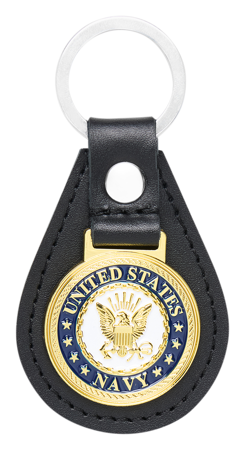 Image of Bass Pro Shops Navy Leather Keychain