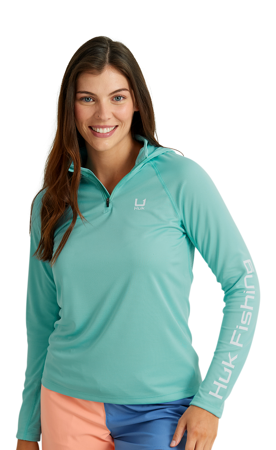 Image of Huk Icon Quarter-Zip Long-Sleeve Hoodie - Marine Blue