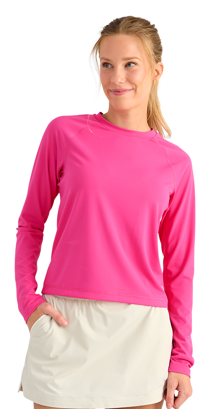 Image of Huk SunUp Performance Crew Long-Sleeve Shirt - Fuchsia Splash