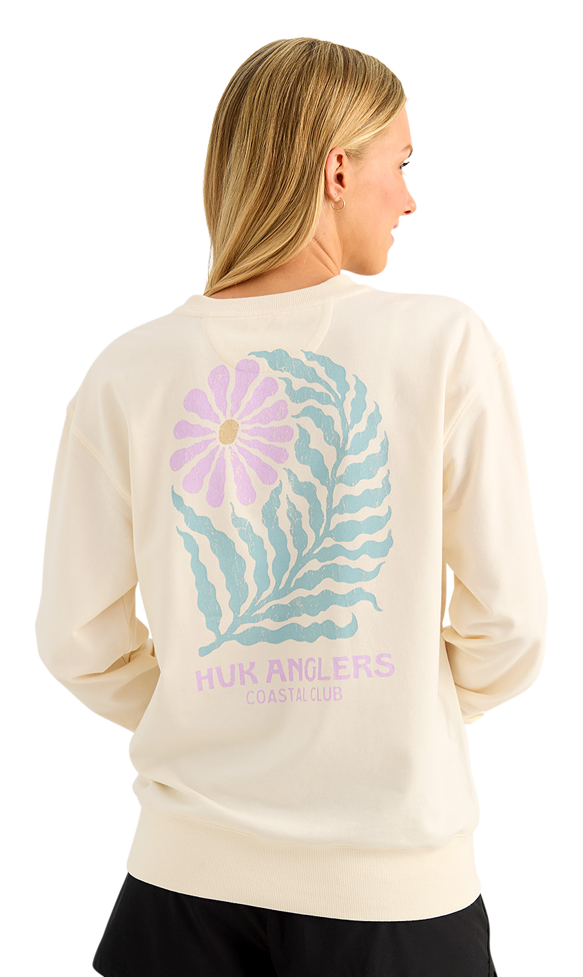 Image of Huk Edisto Coastal Club Terry Crew - Egret