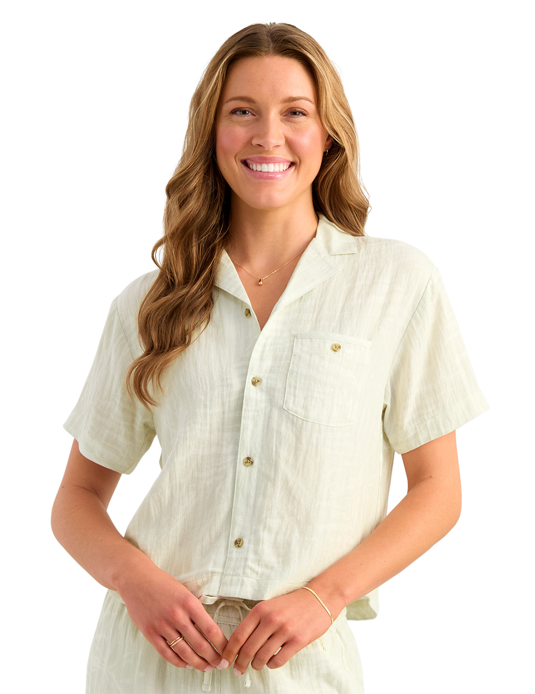 Image of Huk Breezeway Camp Short-Sleeve Shirt - Silver Birch
