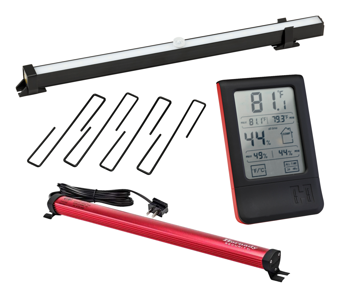 Image of Hornady Gun Safe Essentials Bundle with Dehumidifier, LED Light, Hangers, and Hygrometer