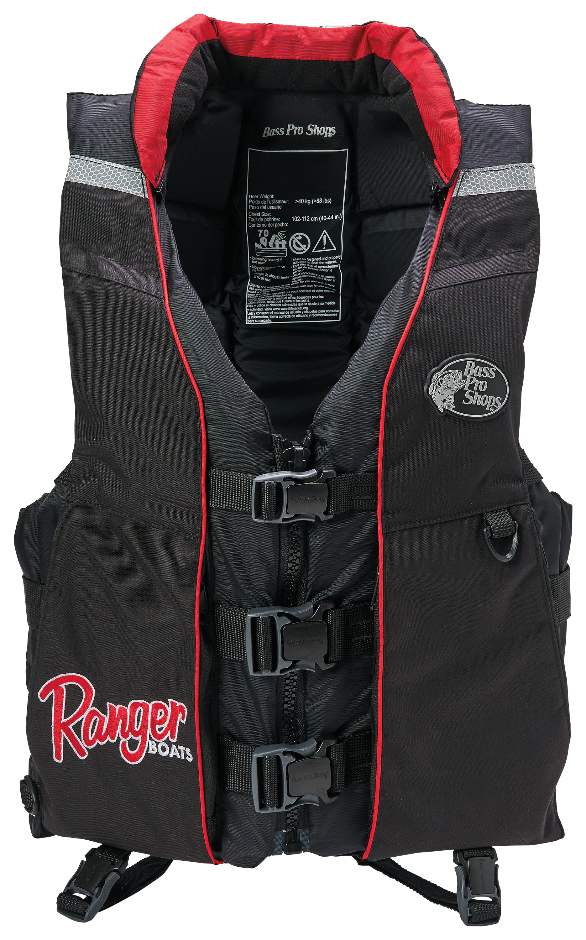 Image of Bass Pro Shops Ranger Fishing Life Vest - Black - M