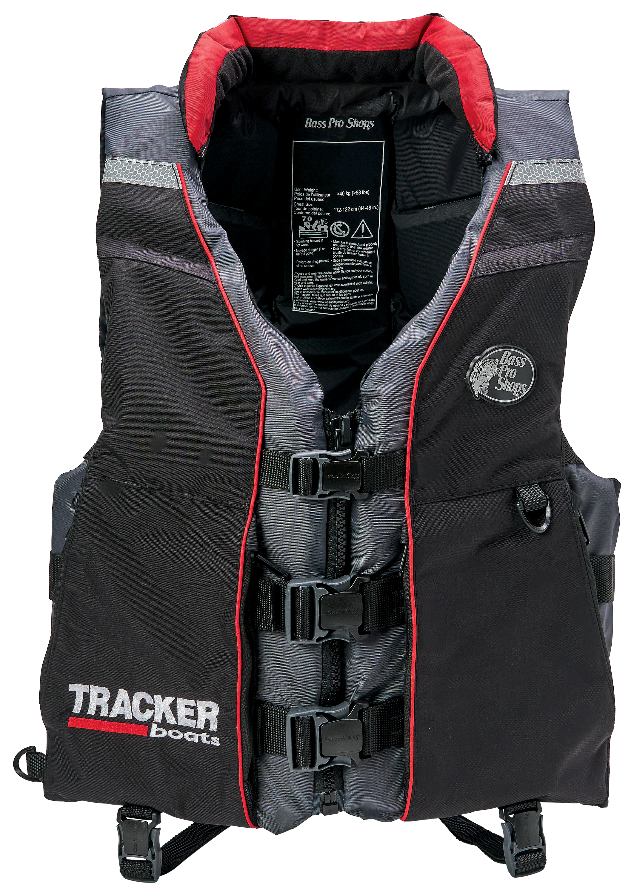 Image of Bass Pro Shops Tracker Fishing Life Jacket - Black/Gray - L