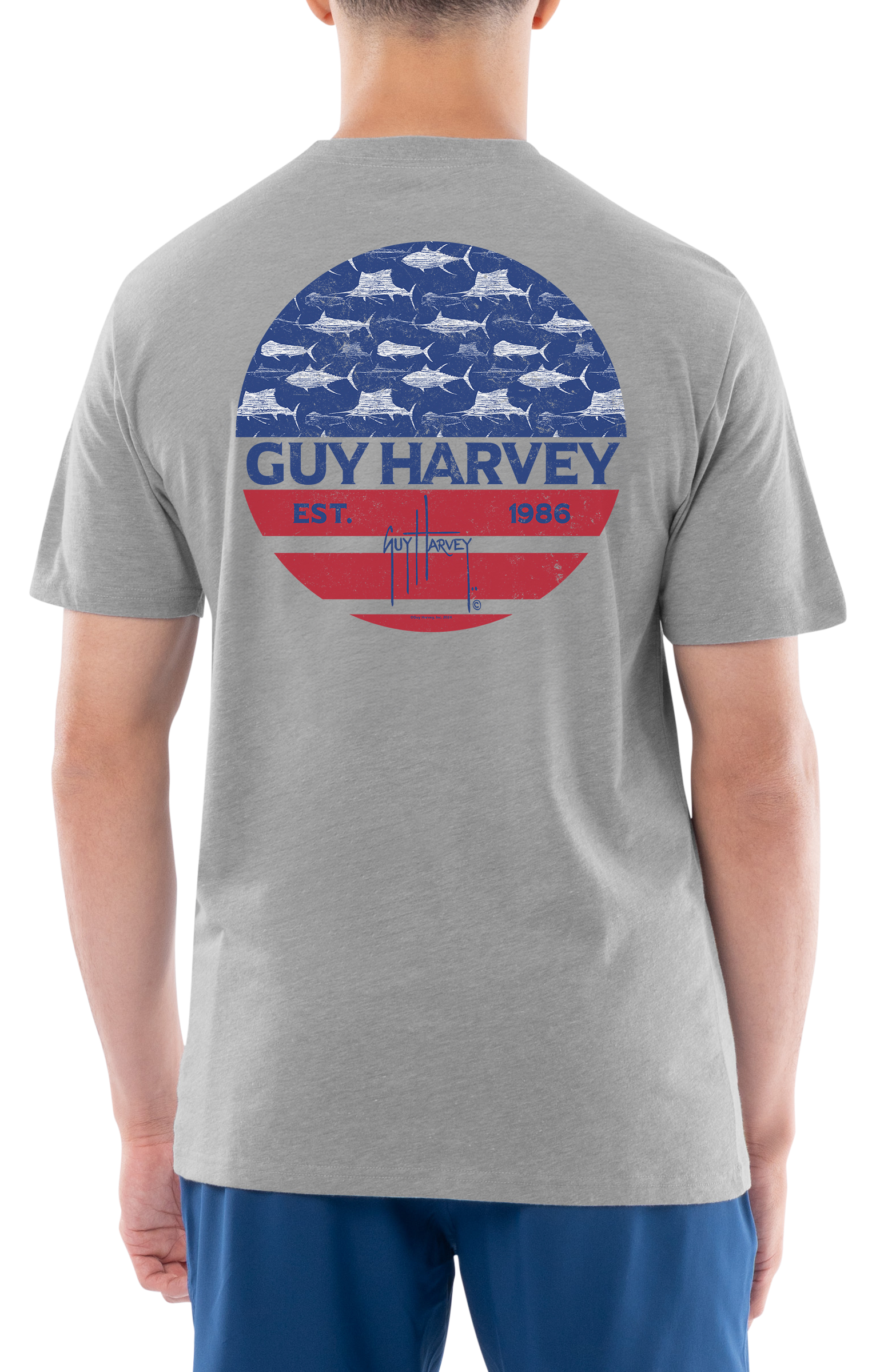 Image of Guy Harvey Patriot Short-Sleeve T-Shirt - Sport Grey Heather