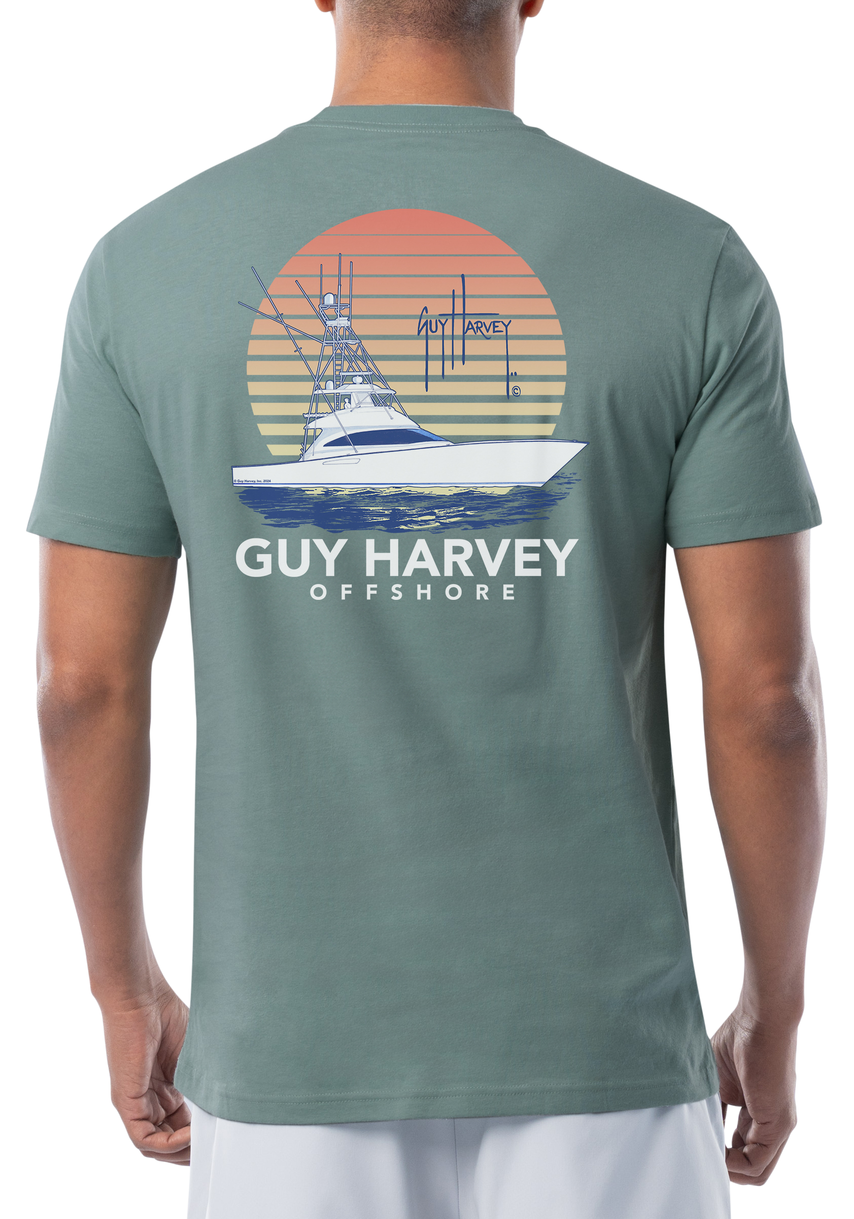 Image of Guy Harvey Dockside Short-Sleeve T-Shirt - Blue Surf