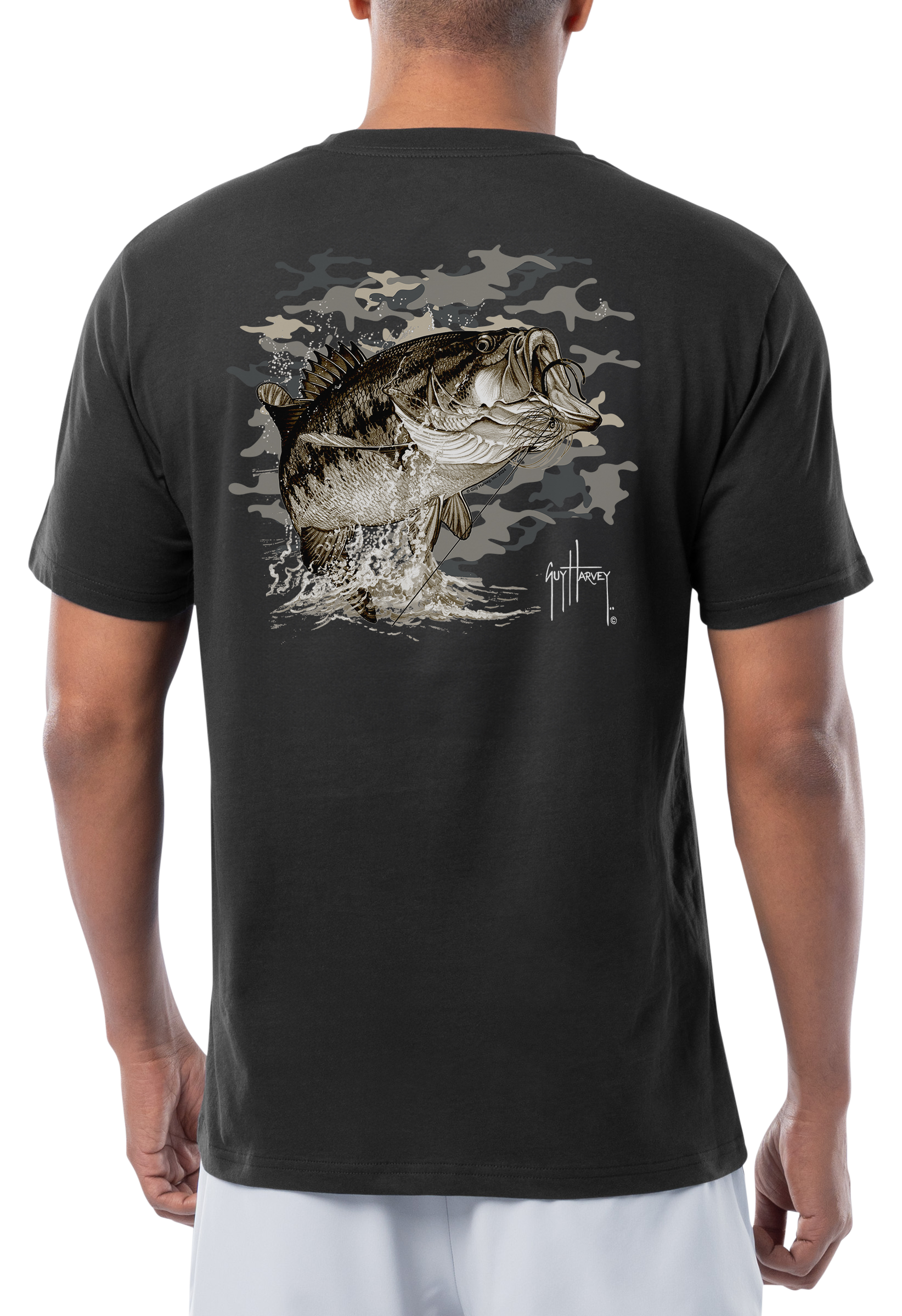 Image of Guy Harvey Bucketmouth Short-Sleeve T-Shirt - Caviar
