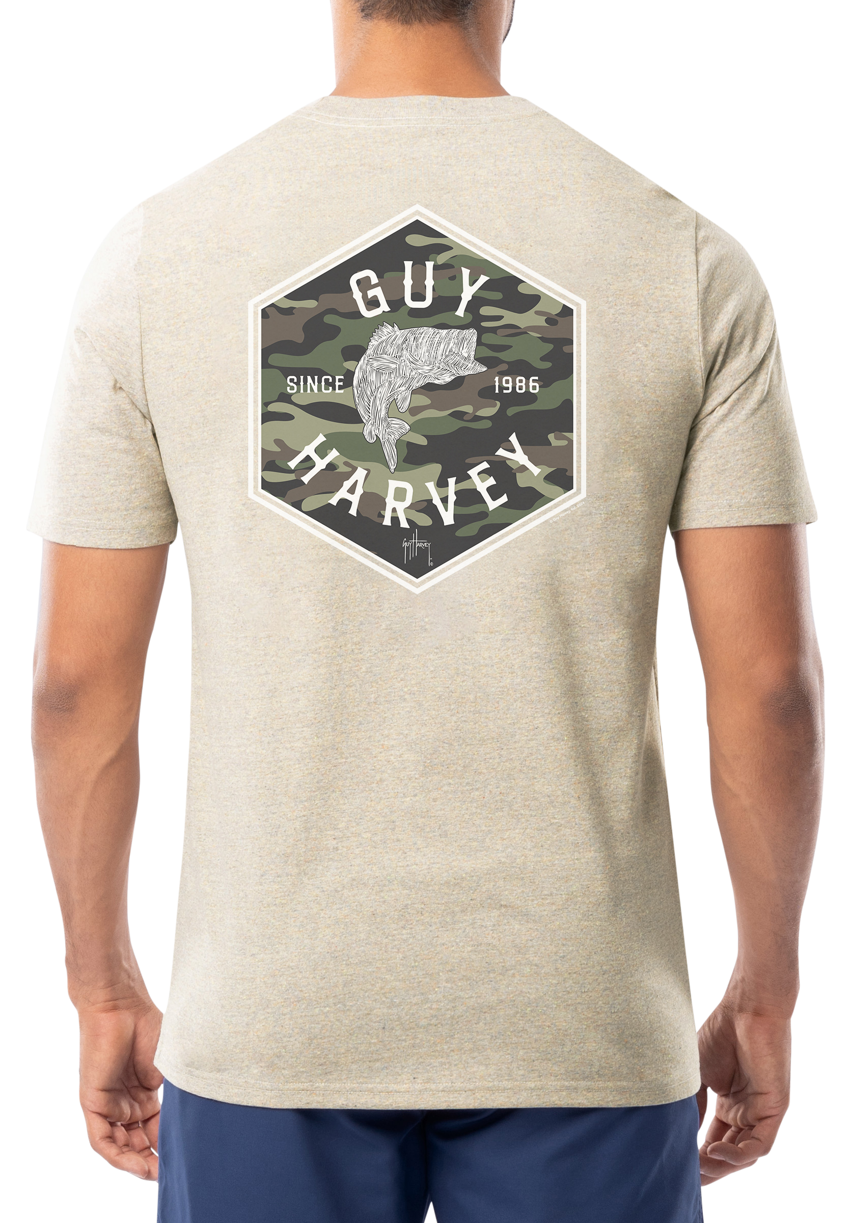 Image of Guy Harvey Camo Hex Short-Sleeve T-Shirt - Oatmeal Heather