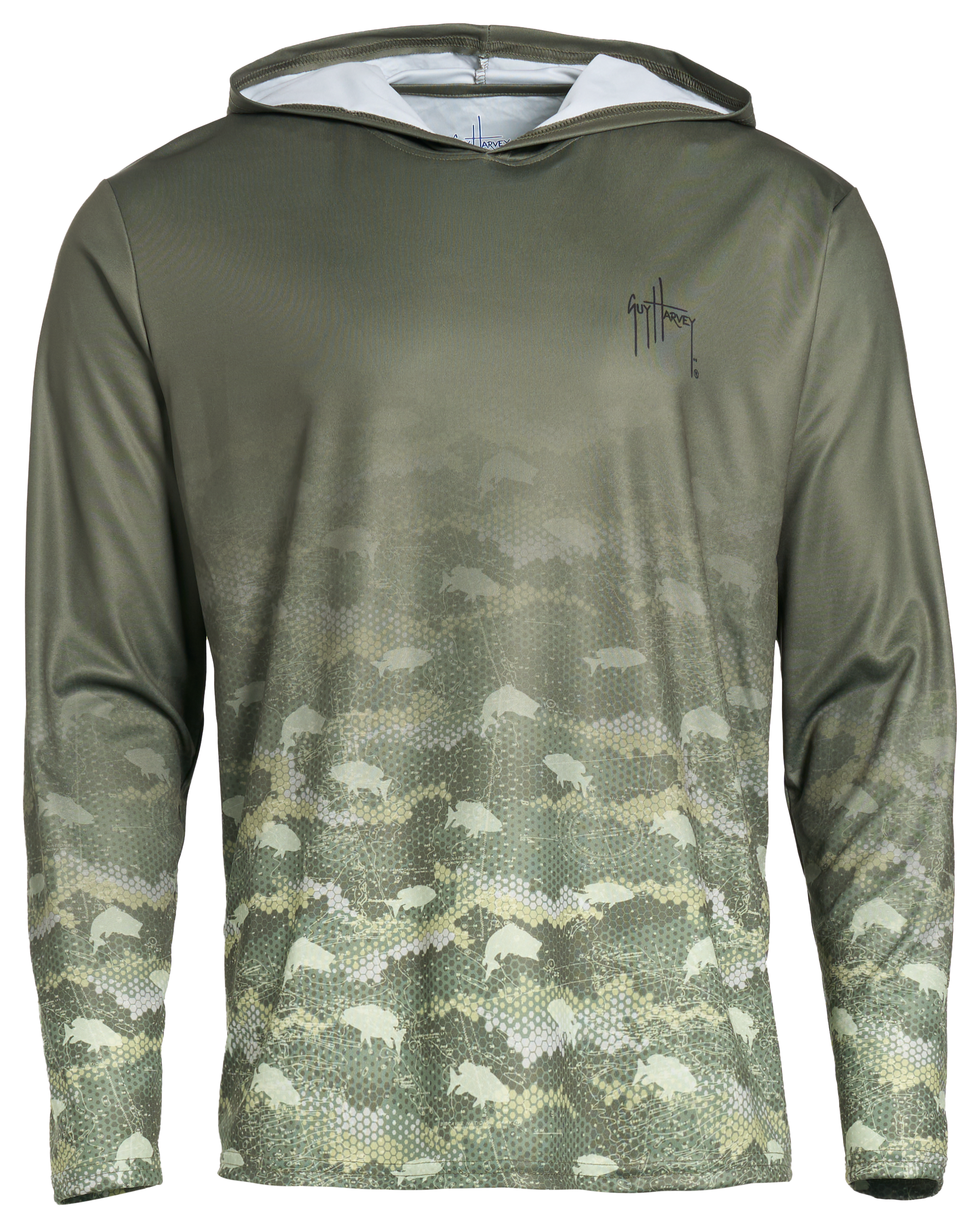 Guy Harvey Eco Cast Ombre Sun Protection Long-Sleeve Hooded Shirt - Brackish Green