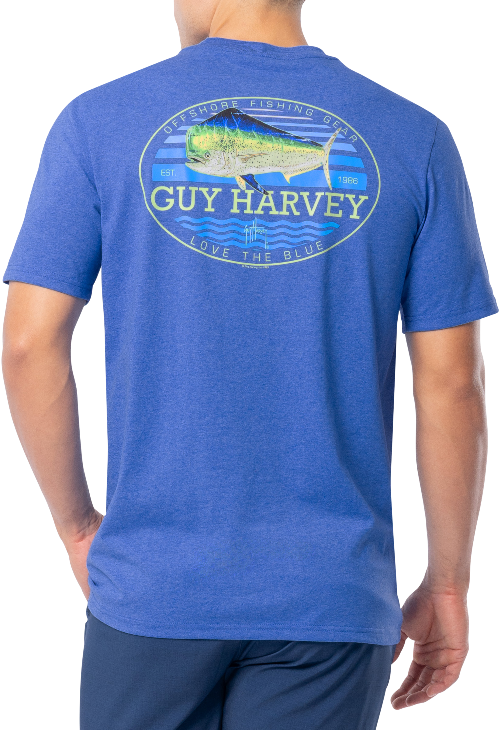 Image of Guy Harvey Retro Style Mahi Short-Sleeve T-Shirt - Royal Heather