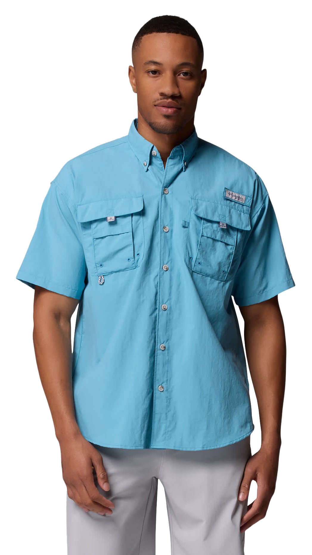 Image of Columbia Bahama Short-Sleeve Button-Down Shirt - Vintage Blue
