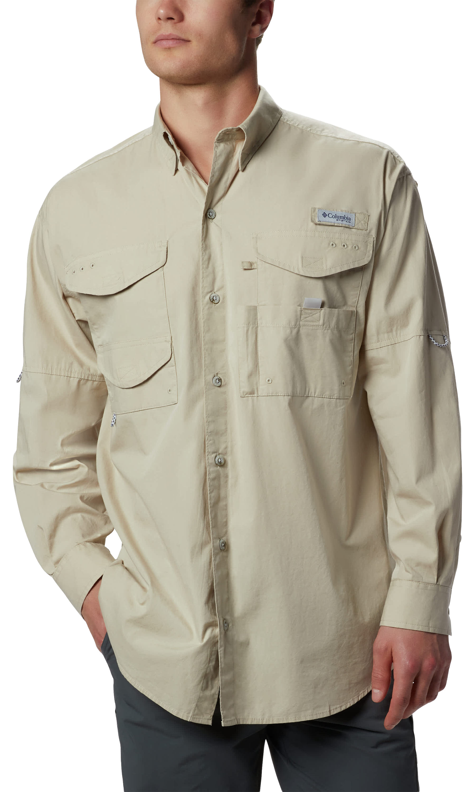 Image of Columbia PFG Bonehead Long-Sleeve Button-Down Fishing Shirt - Fossil - XXS