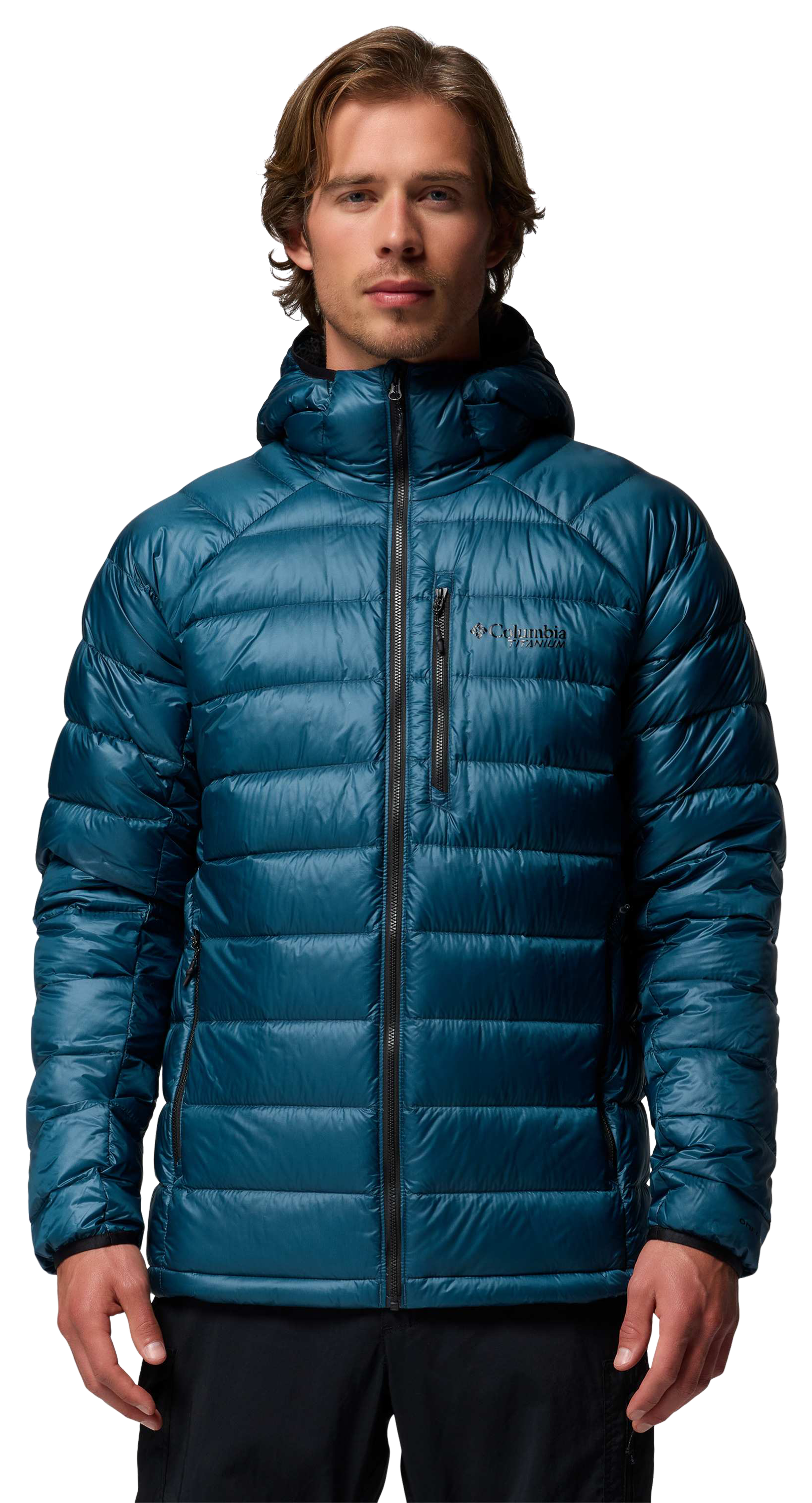Image of Columbia Arctic Crest Down Hooded Jacket for Men - Everblue - XL