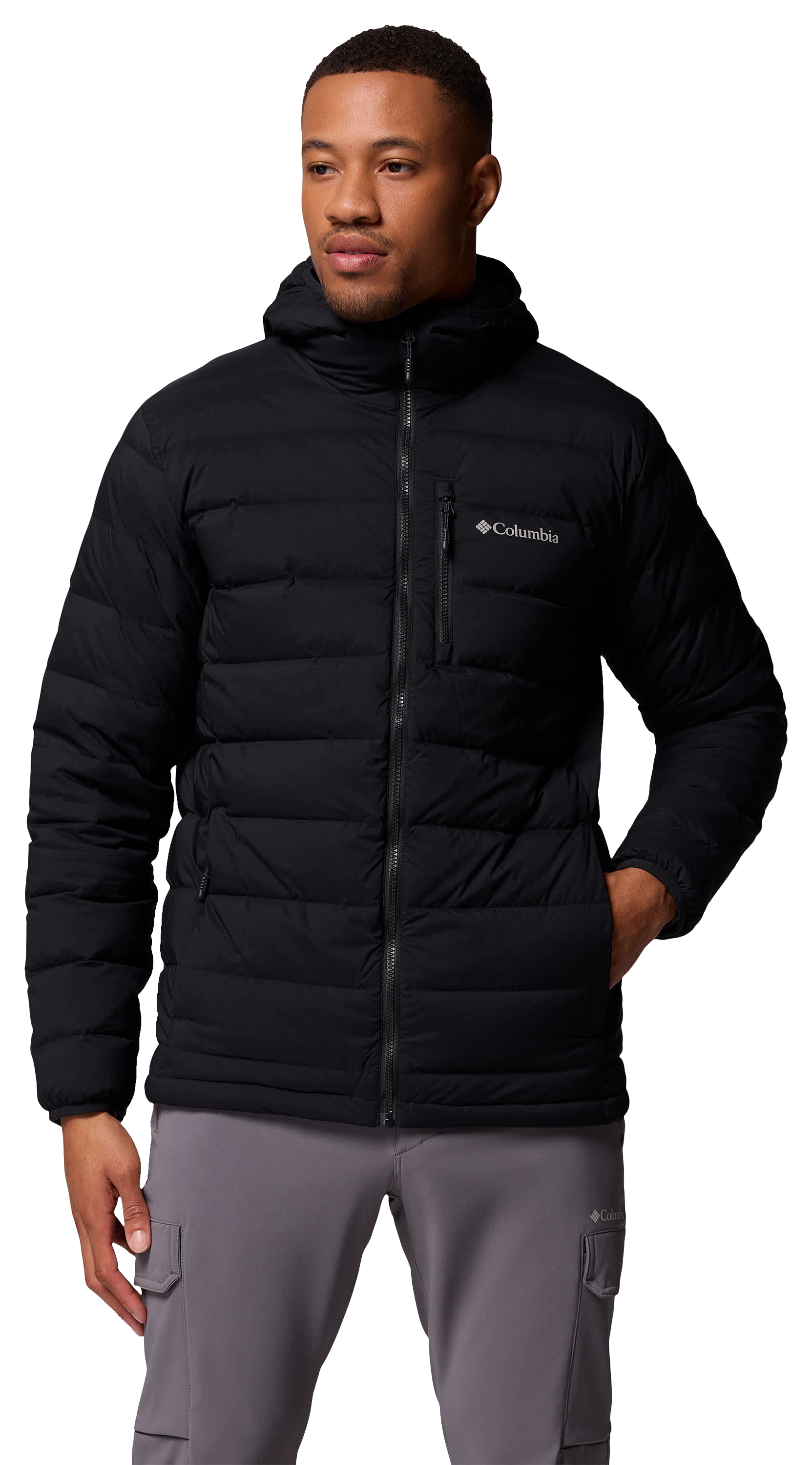 Image of Columbia Drift Peak Stretch Down Hooded Jacket - Black - XXL