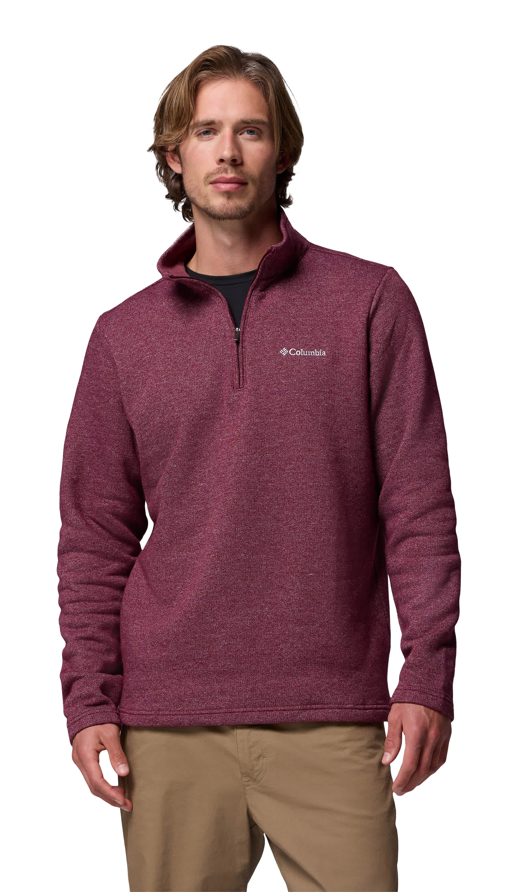 Image of Columbia Great Hart Mountain III Half-Zip Fleece Long-Sleeve Pullover - Rich Wine Heather - 2XL