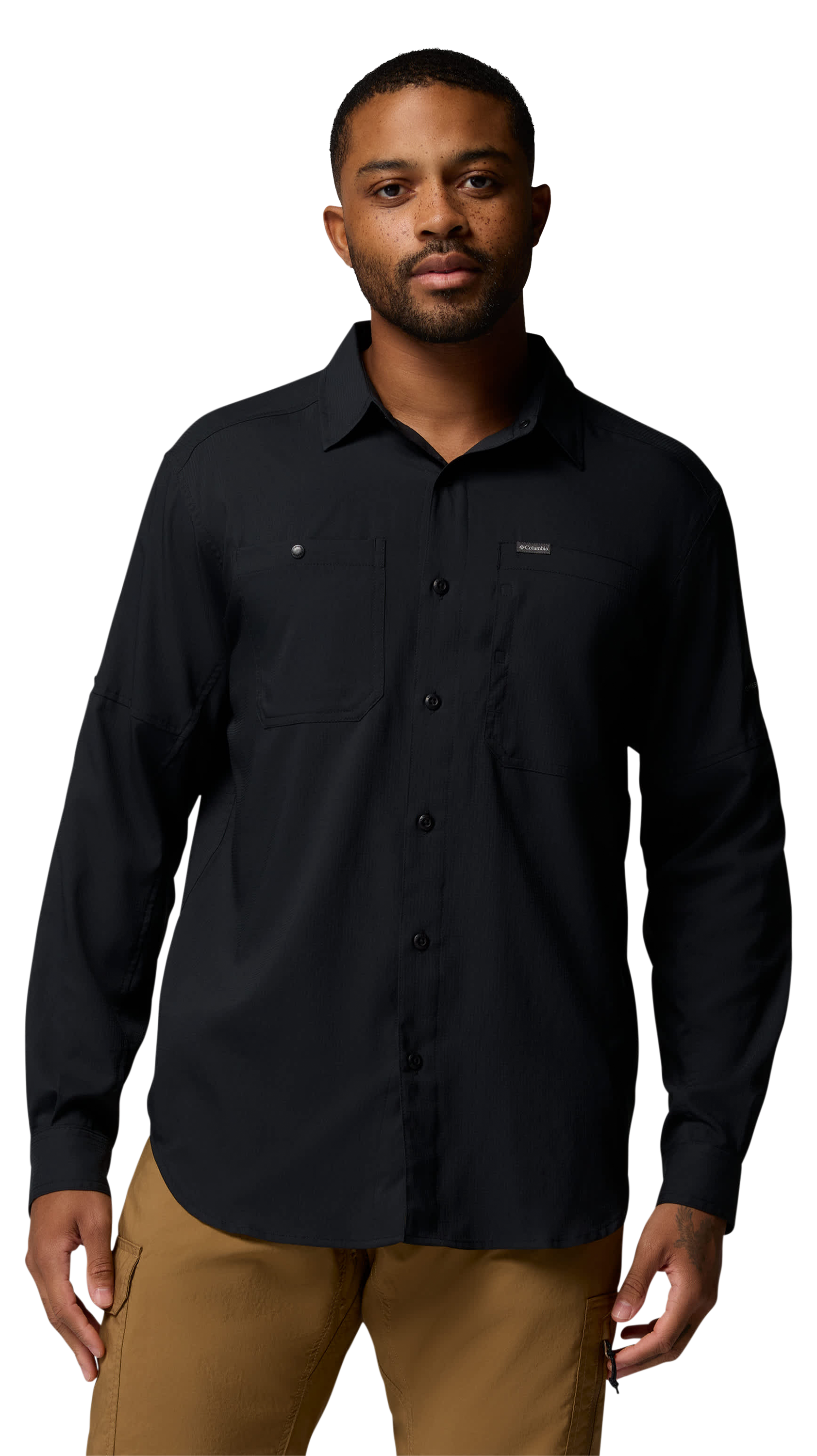 Image of Columbia Silver Ridge Utility Lite Long-Sleeve Button-Down Shirt for Men - Black - M