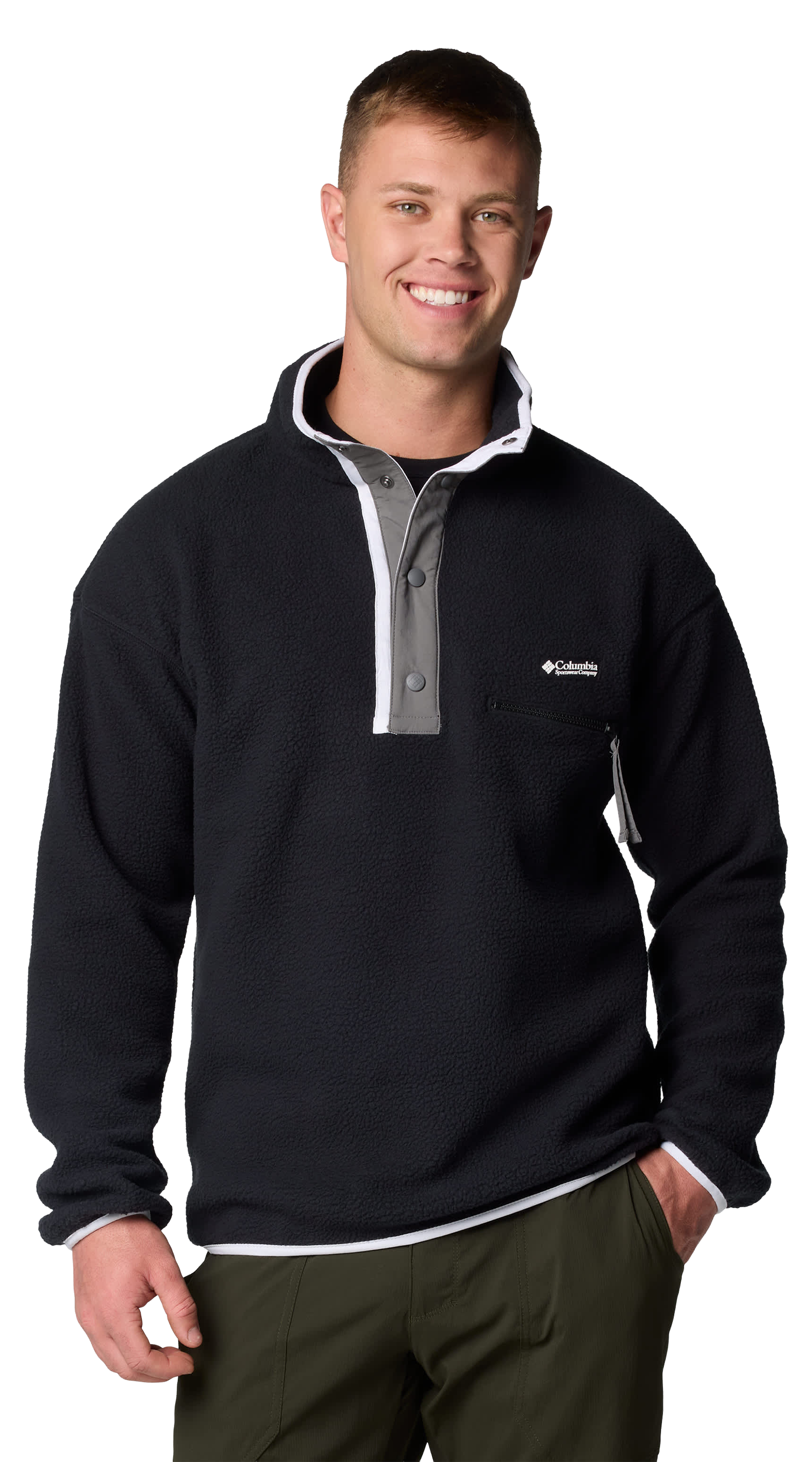Image of Columbia Helvetia II Printed Half-Snap Fleece Pullover - Black - XXL