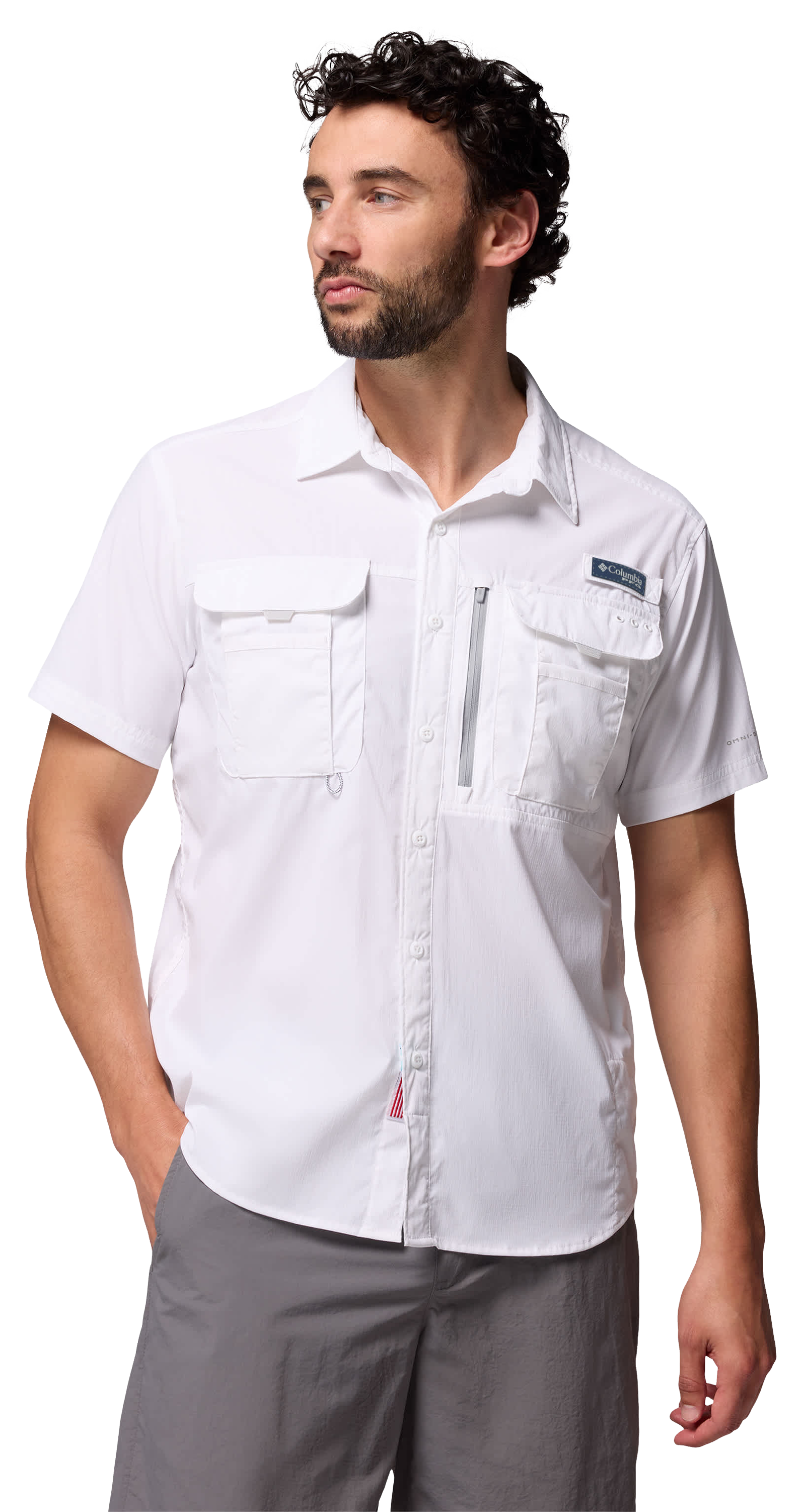 Image of Columbia PFG Bahama Elite Short-Sleeve Button-Down Shirt - White