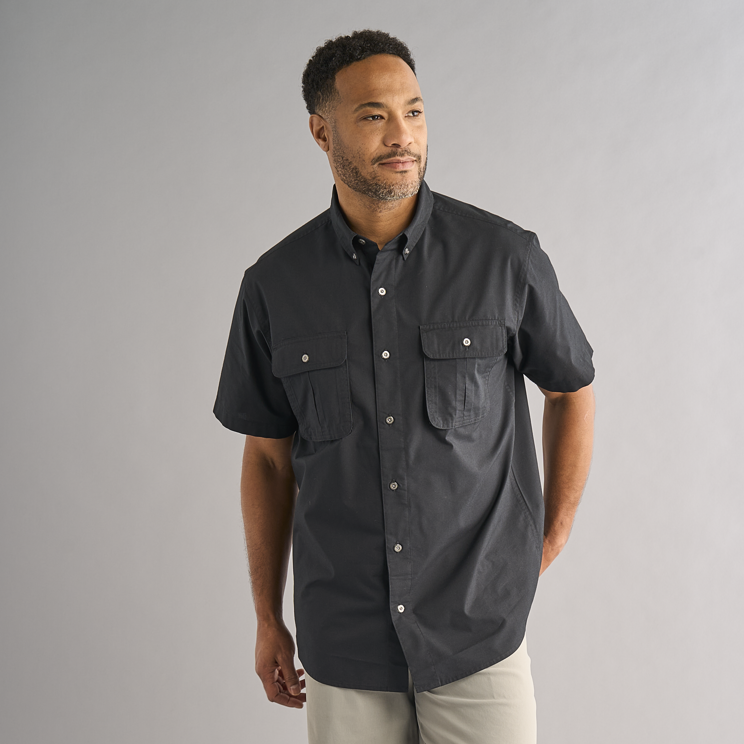 Image of RedHead Spring River Solid Short-Sleeve Button-Down Shirt - Black - 3XL
