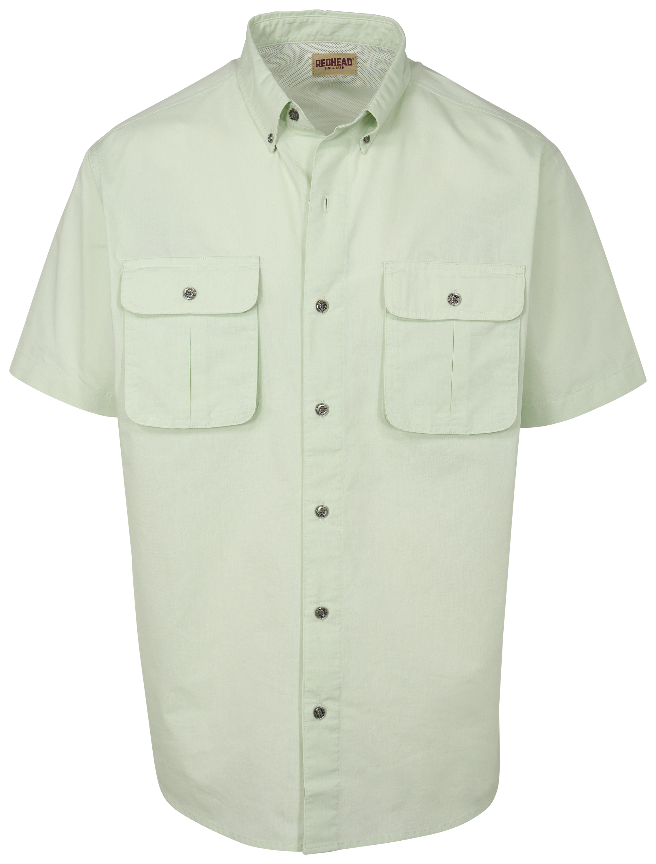 Image of RedHead Spring River Solid Short-Sleeve Button-Down Shirt - Green Lily