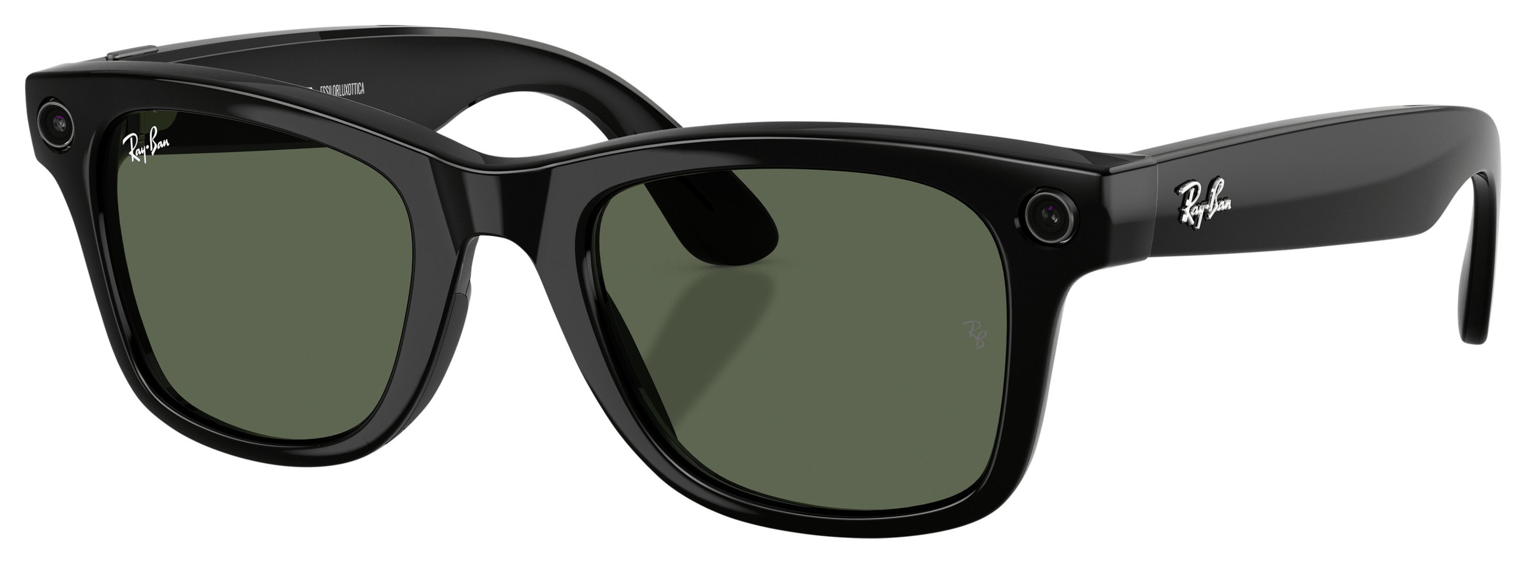 Image of Ray-Ban Meta Wayfarer Gen 2 RW4014 Sunglasses - Shiny Black/Green Classic G-15 - Large