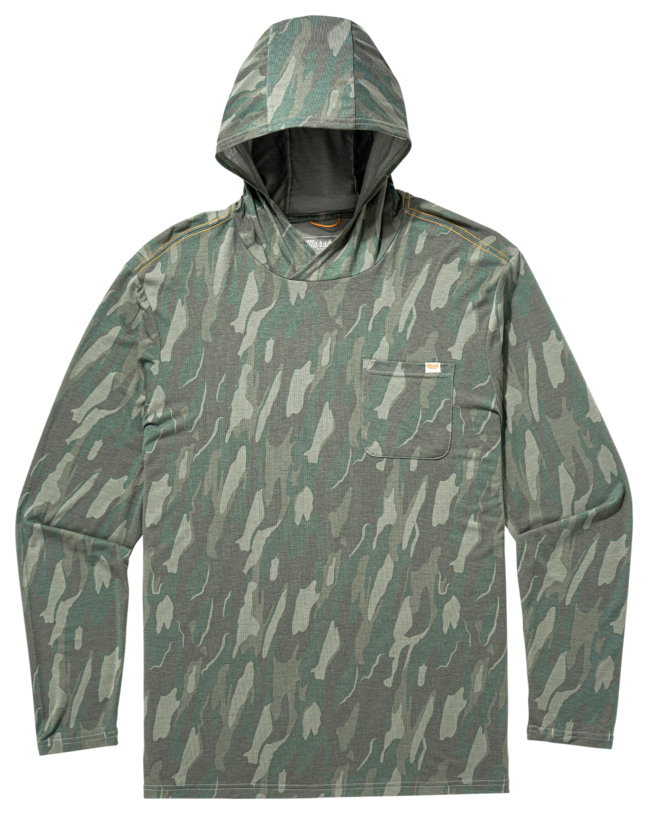 Image of Marsh Wear Buxton Hagood Hoodie for Men - Thyme Lowland Camo