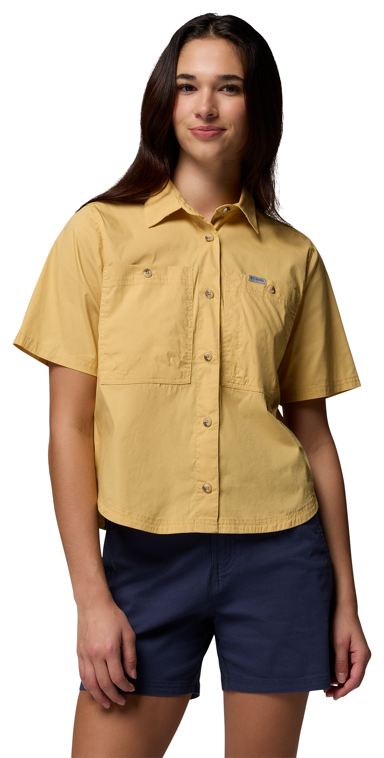 Image of Columbia Brea Falls Woven Short-Sleeve Shirt - Sand Dune