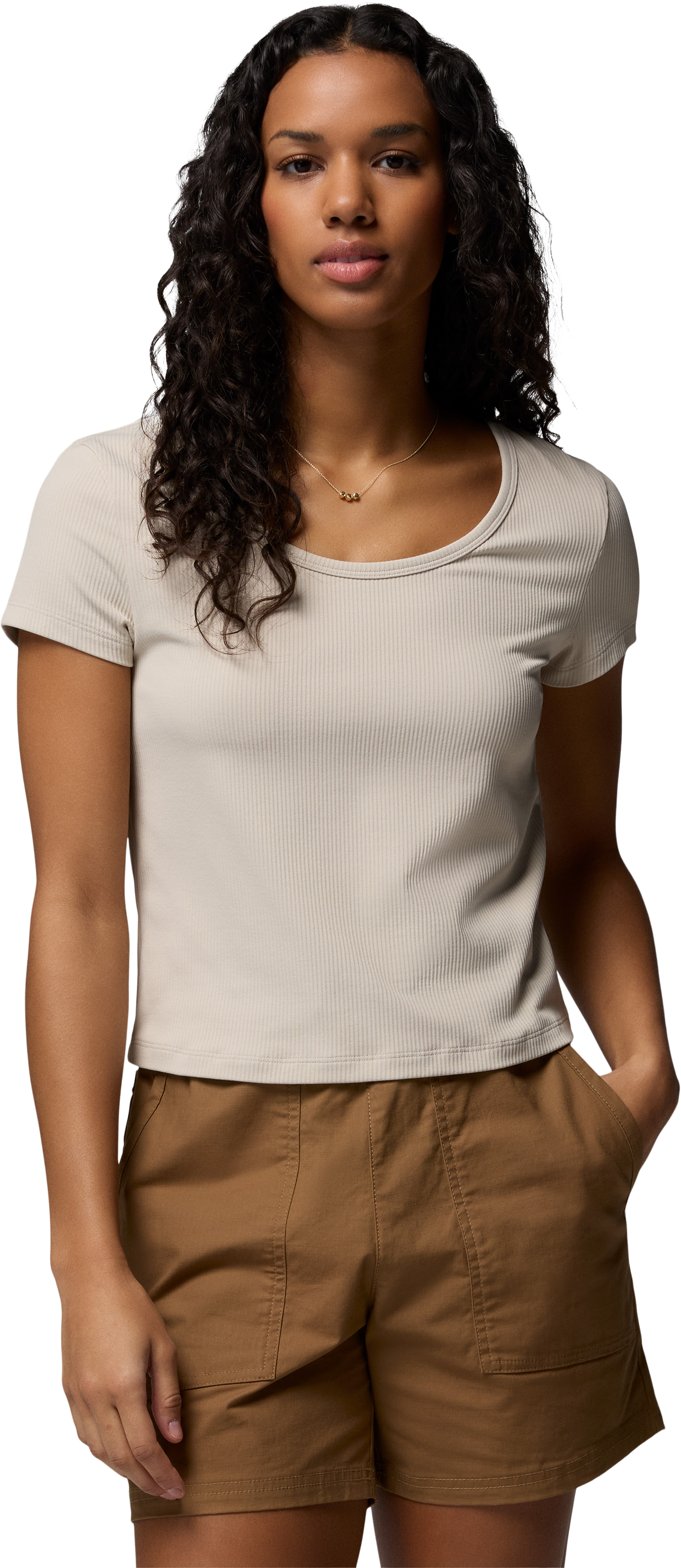 Image of Columbia Pinetown Canyon Rib Short-Sleeve Tee - Dark Stone