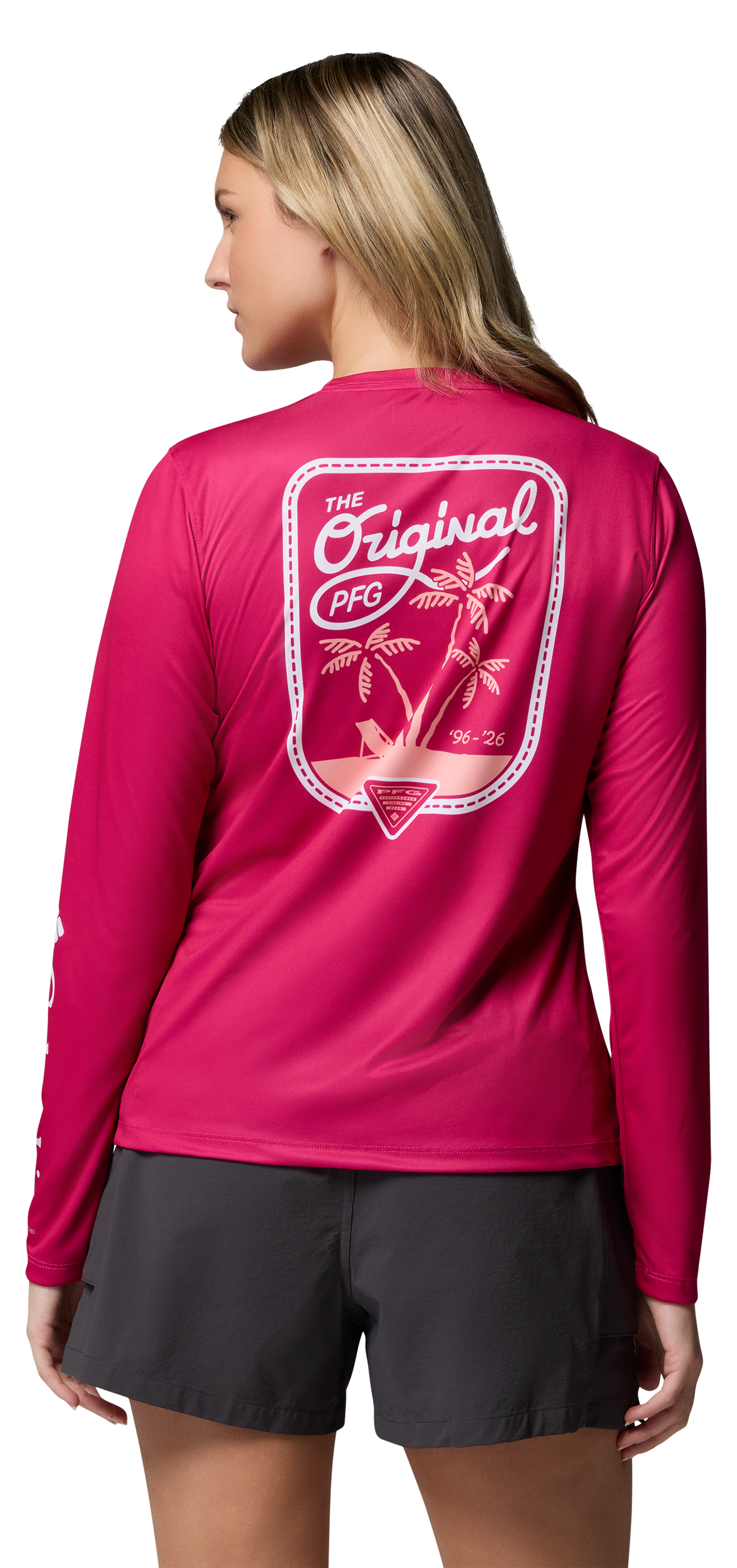 Image of Columbia PFG Tidal Tee Original Chill Long-Sleeve Shirt - Guava Pink/Original Chill - L