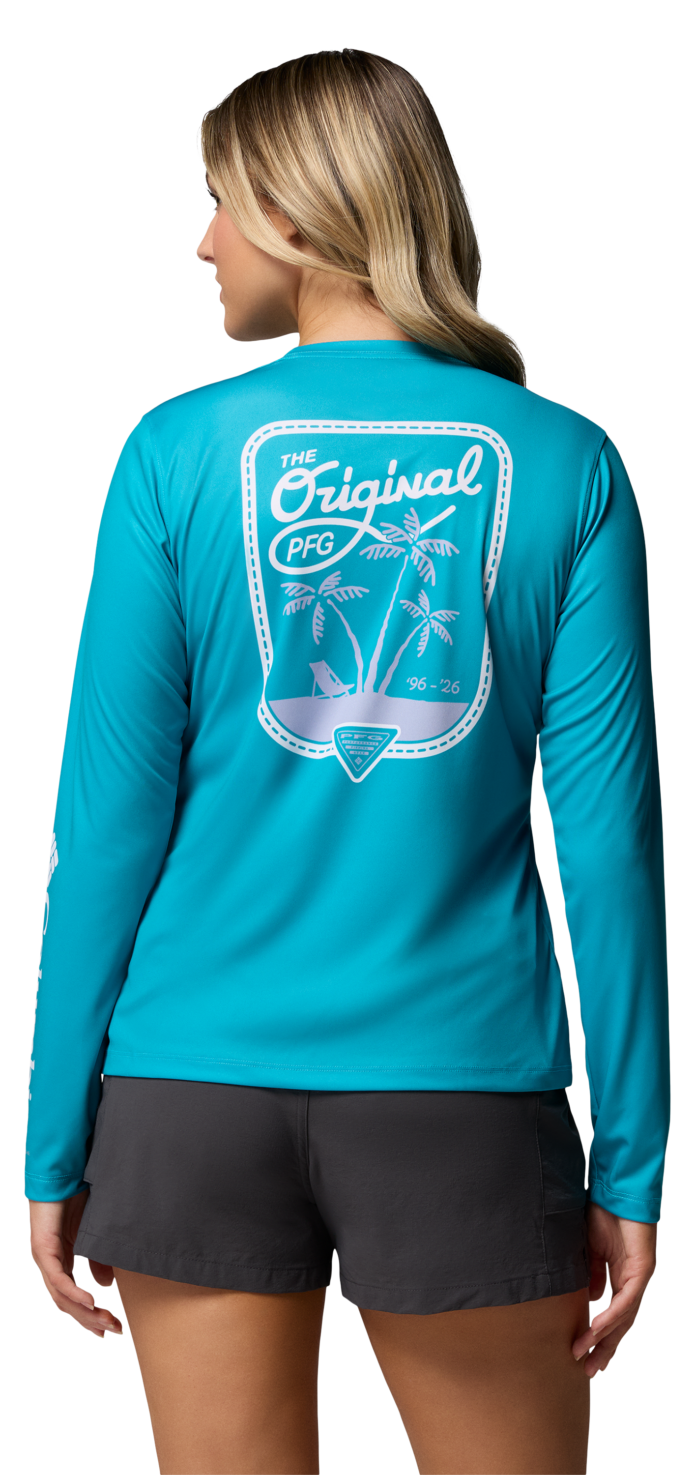 Image of Columbia PFG Tidal Tee Original Chill Long-Sleeve Shirt - Ocean Teal/Original Chill - S