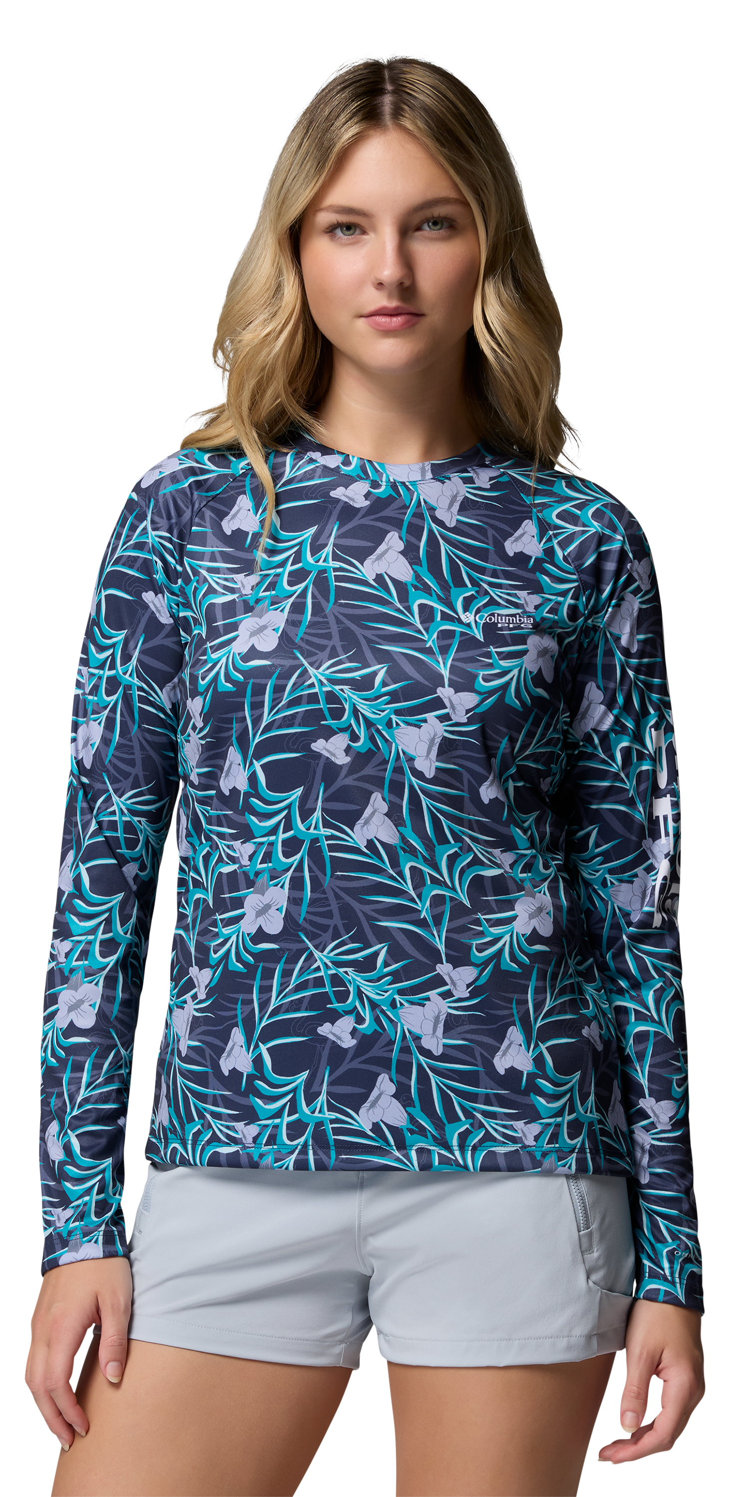 Image of Columbia PFG Super Tidal Tee Long-Sleeve Shirt - Nocturnal/Twilight Sunflora