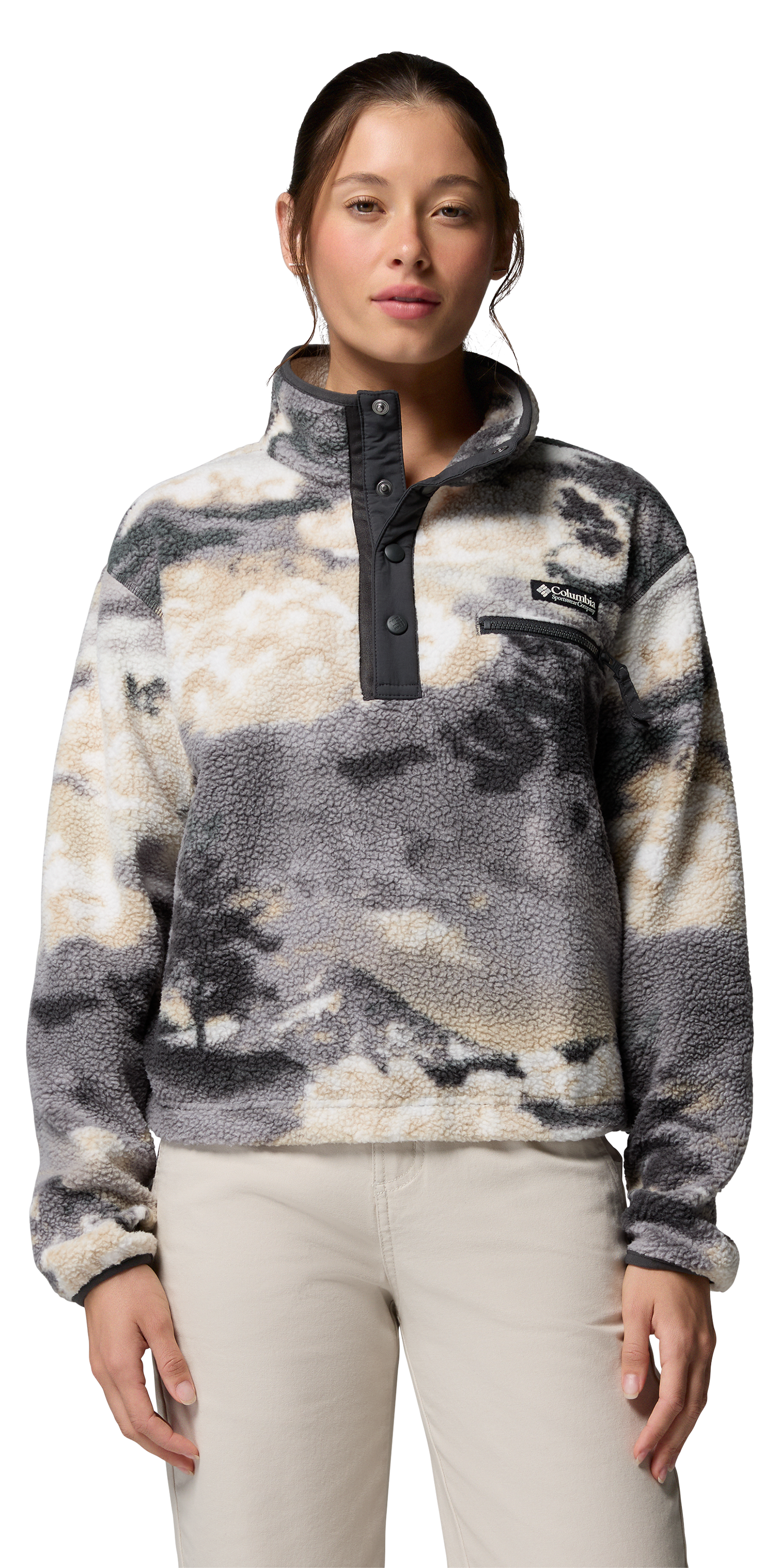 Image of Columbia Helvetia II Printed Half-Snap Cropped Pullover - Shark/Dreaming