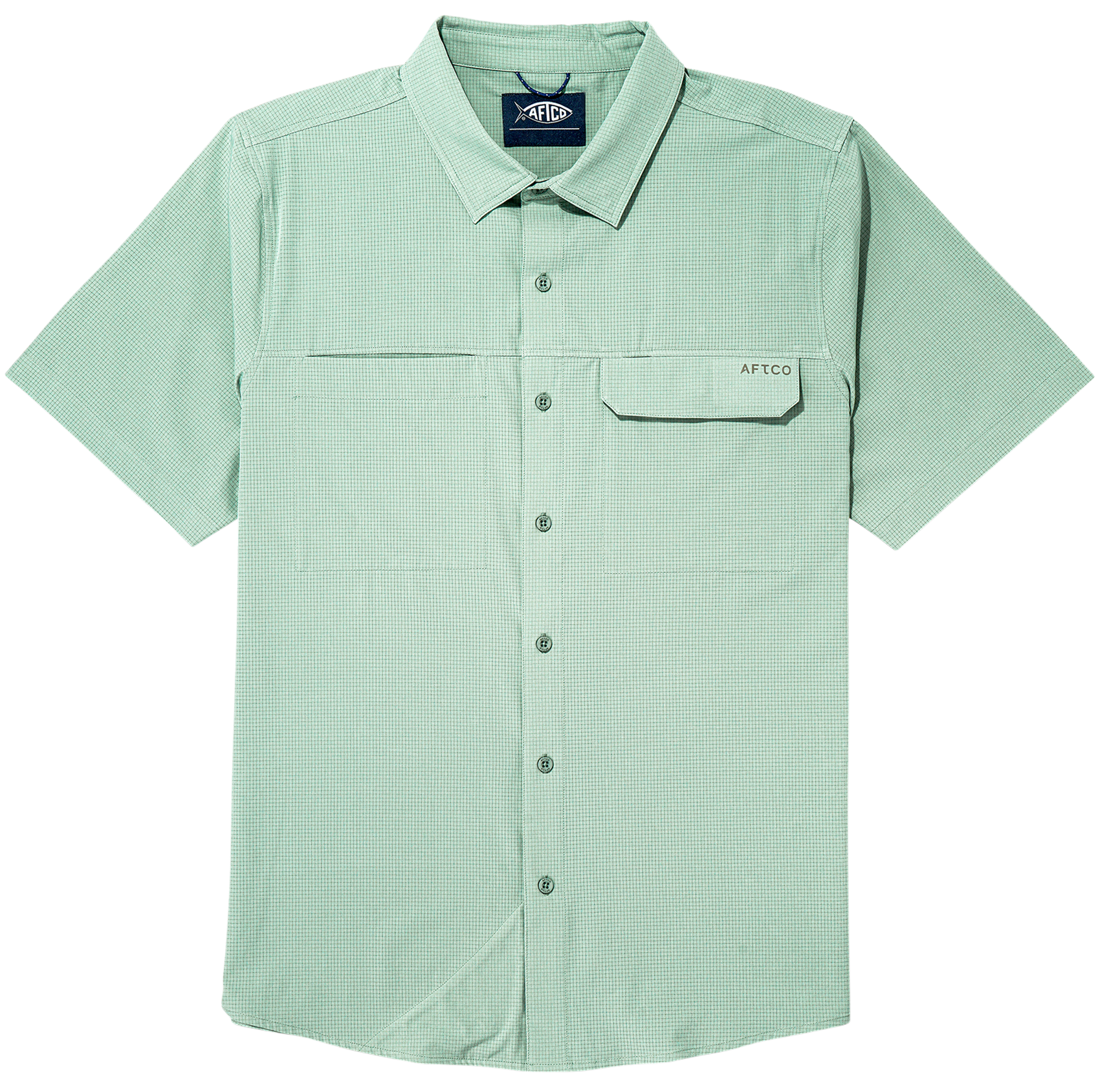 Image of AFTCO Air-O Mesh Tech Short-Sleeve Button-Down Shirt - Bay Leaf