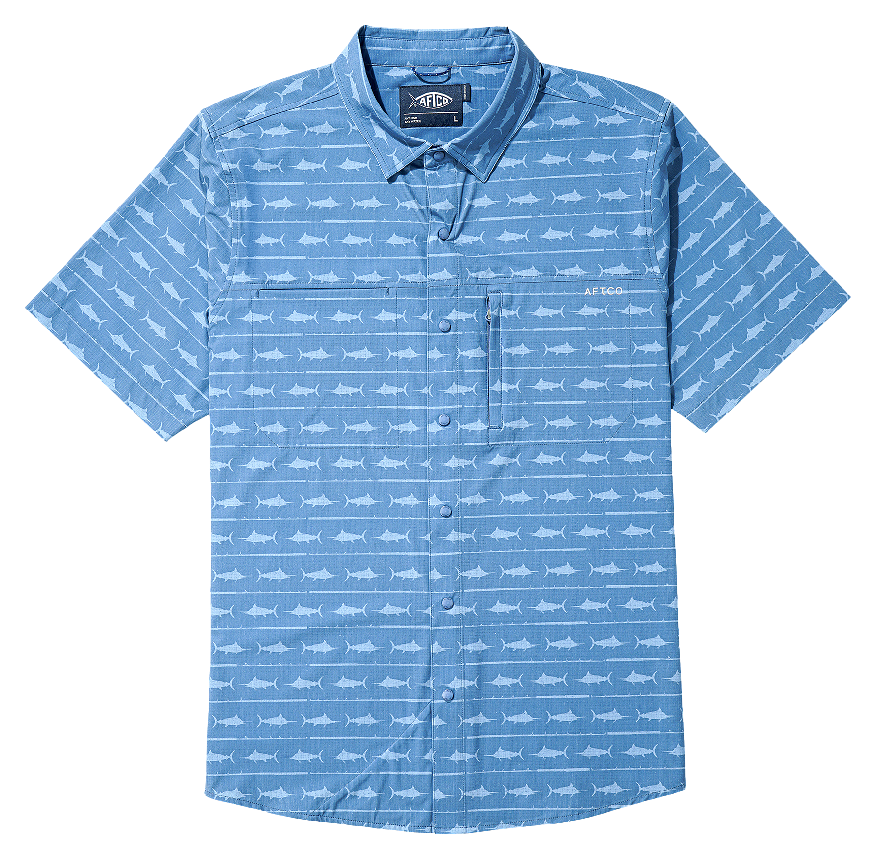 Image of AFTCO Seabreeze Tech Short-Sleeve Shirt - Blue Shadow