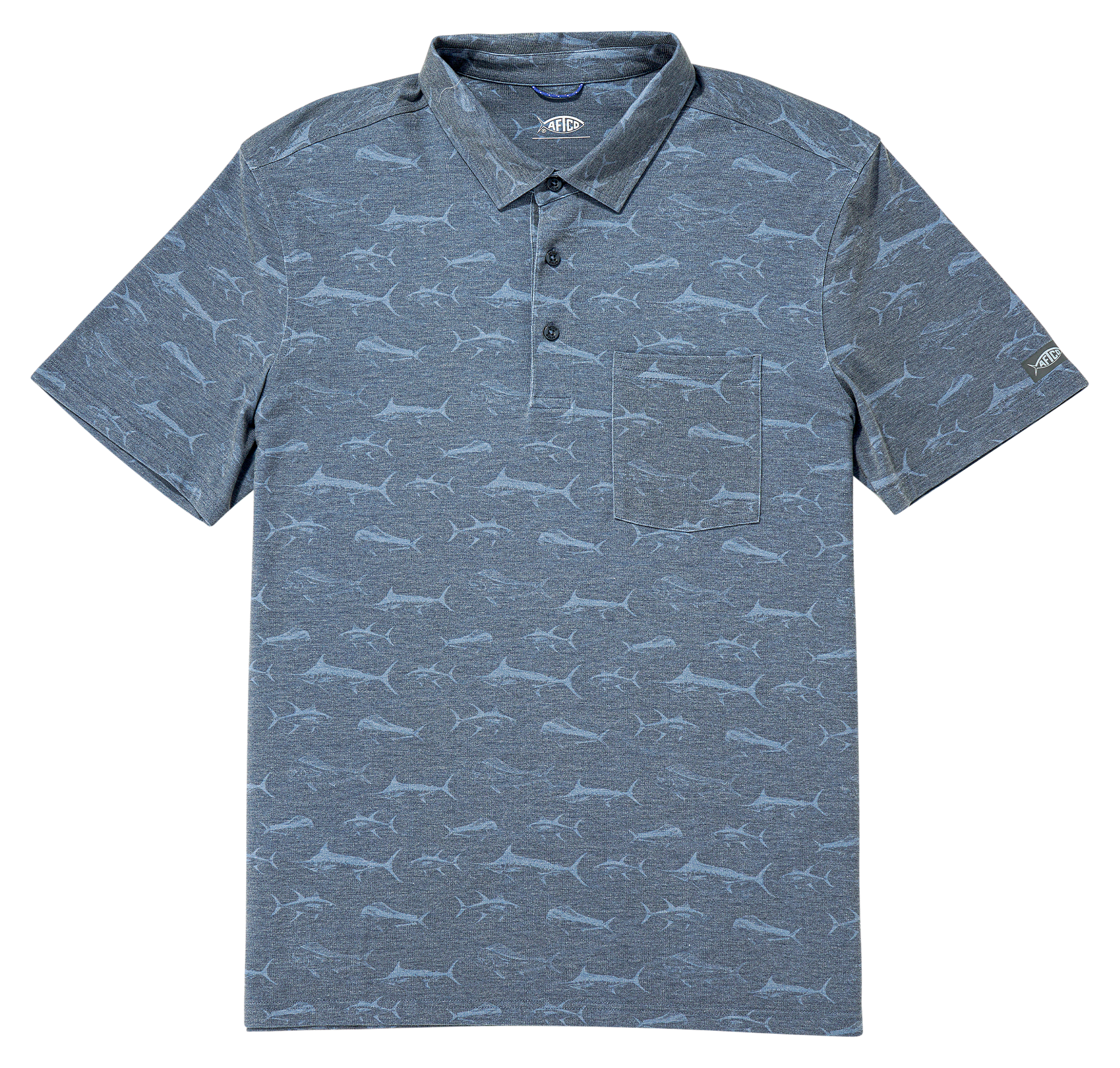 Image of AFTCO Qualifier Short-Sleeve Polo Shirt - Ink