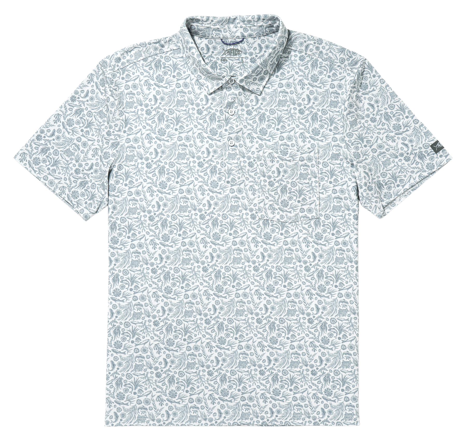 Image of AFTCO Qualifier Short-Sleeve Polo Shirt - Oyster Gray