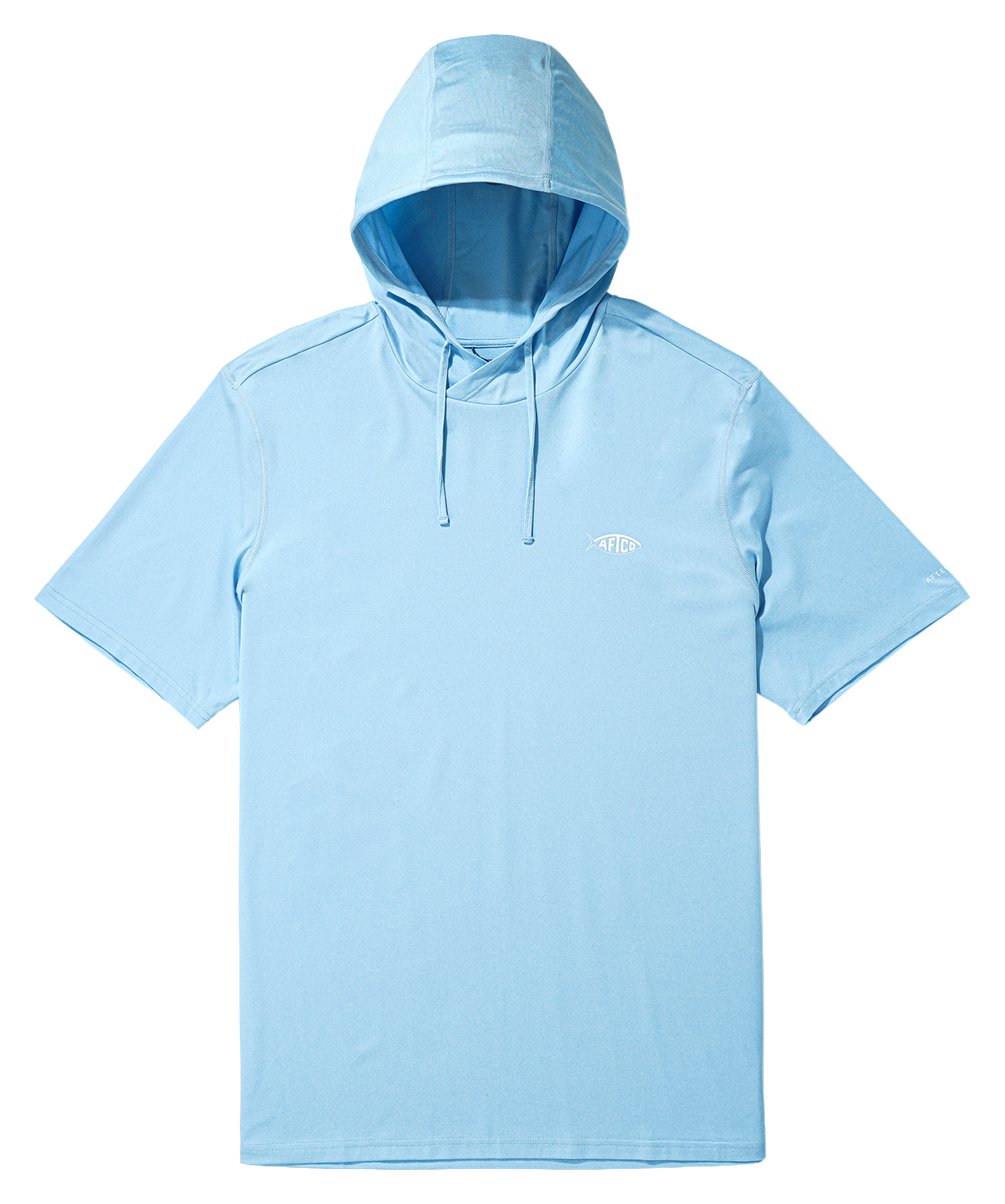Image of AFTCO Samurai Hooded Short-Sleeve Shirt - Airy Blue Heather