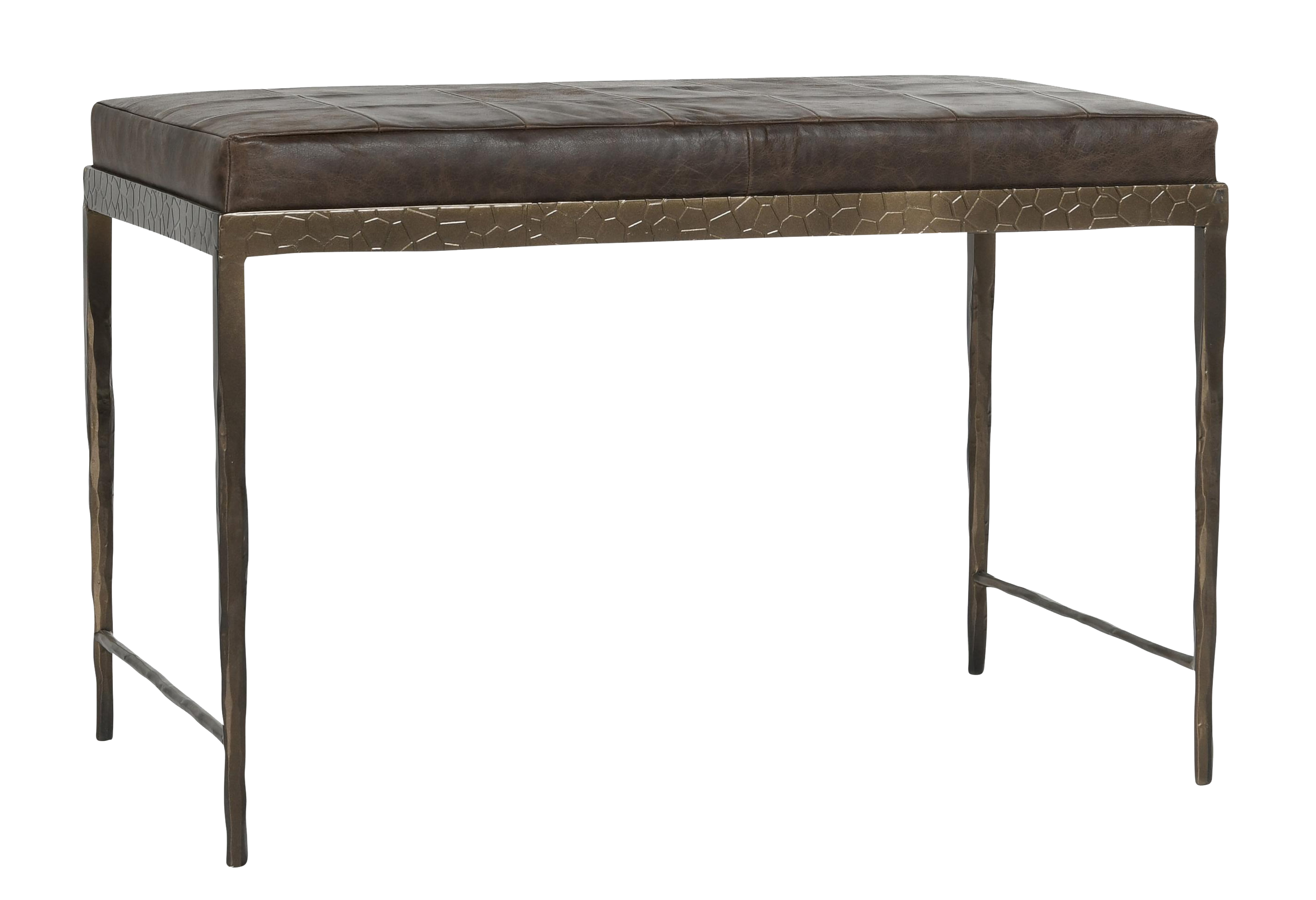 Image of Classic Home Malo Leather Bench - Cocoa Brown