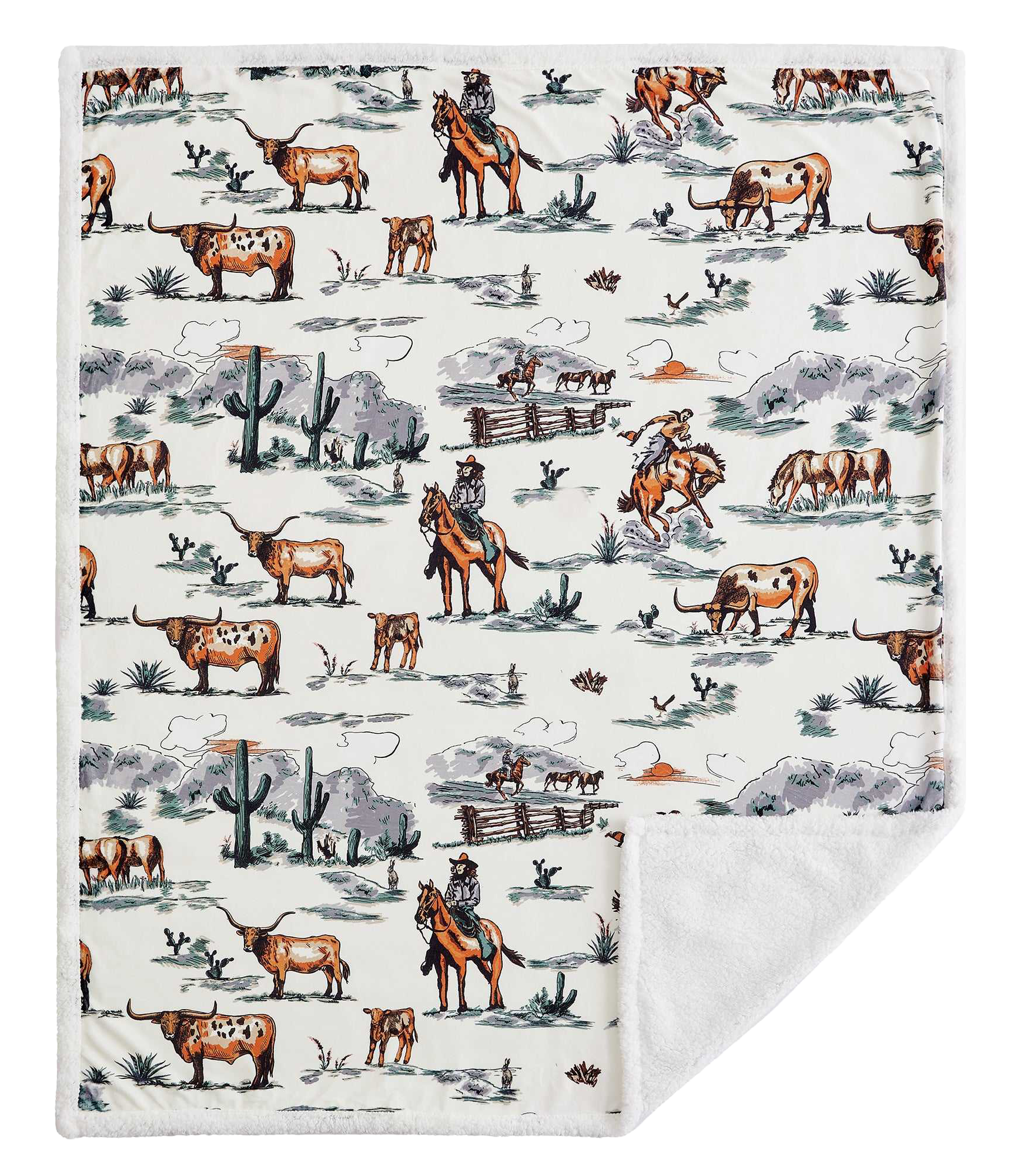 Image of HiEnd Accents Ranch Life Western Toile Campfire Sherpa Throw - Duffle Bug