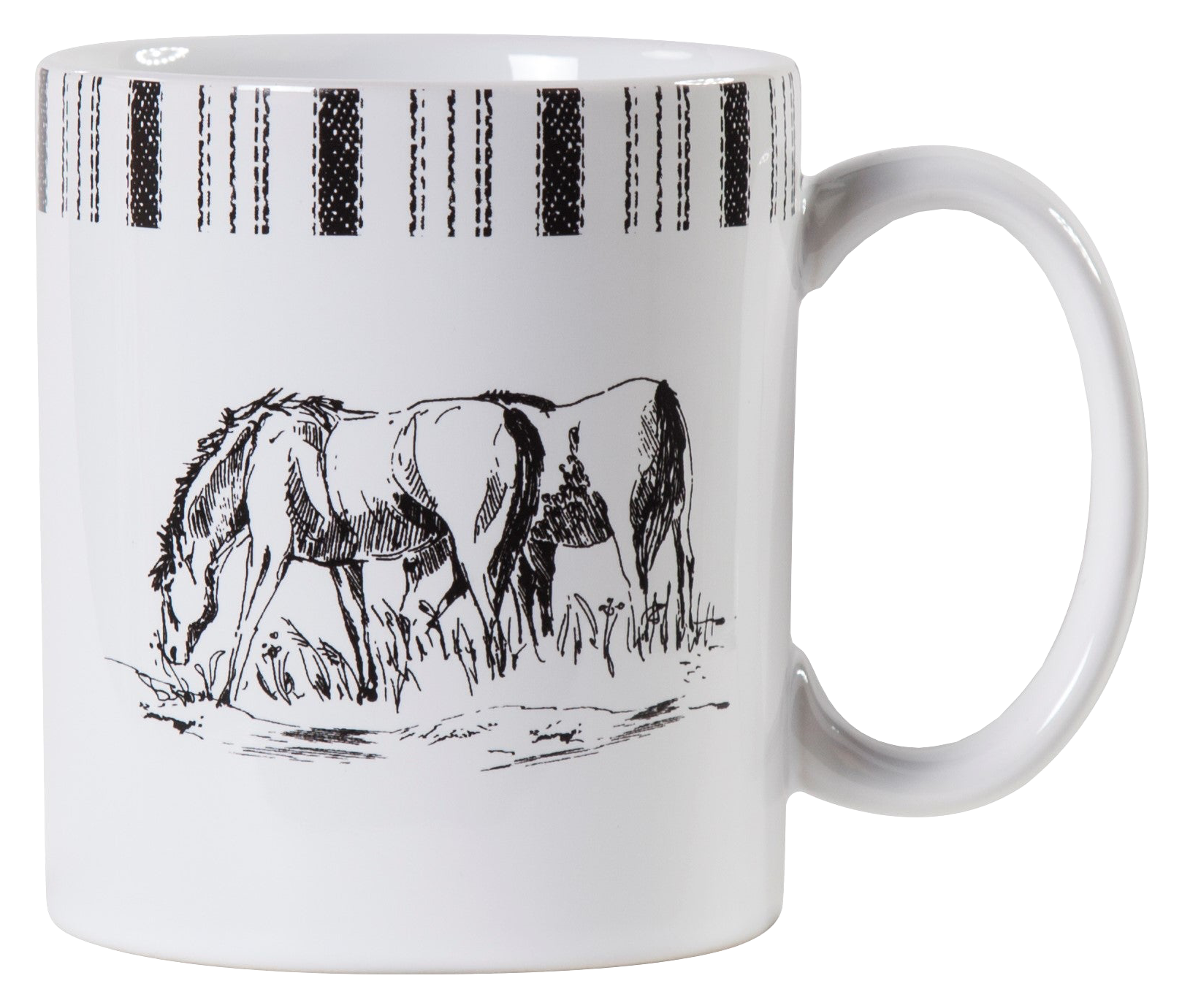 Image of HiEnd Accents Ranch Life Remuda Mugs Set of 4 - White/Black