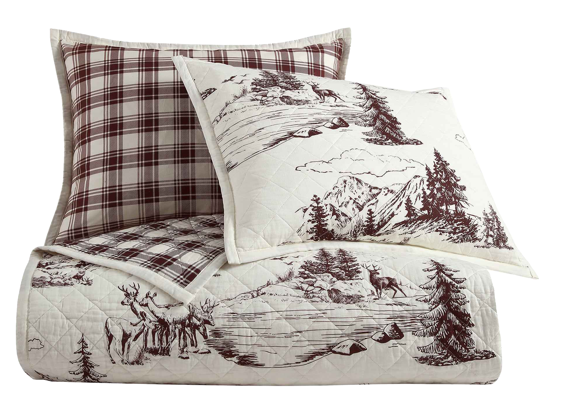 Image of HiEnd Accents White Pine Reversible Quilt Set - Twin