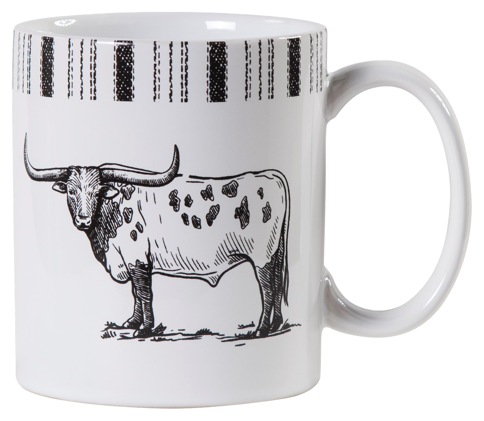 Image of HiEnd Accents Ranch Life Longhorn Mug 4-Piece Set - White/Black