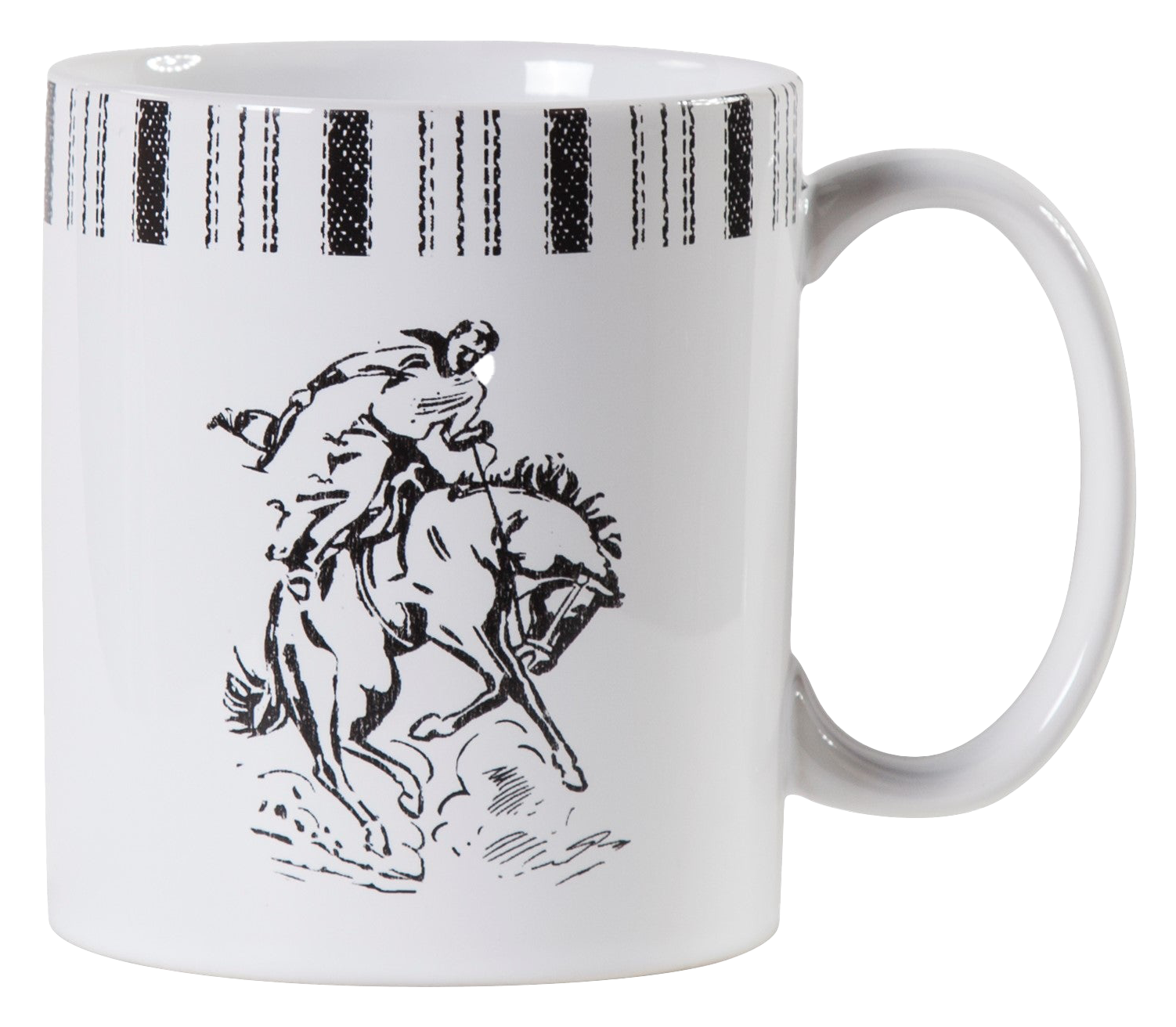 Image of HiEnd Accents Ranch Life Bronco Mugs 4-Pack - White/Black