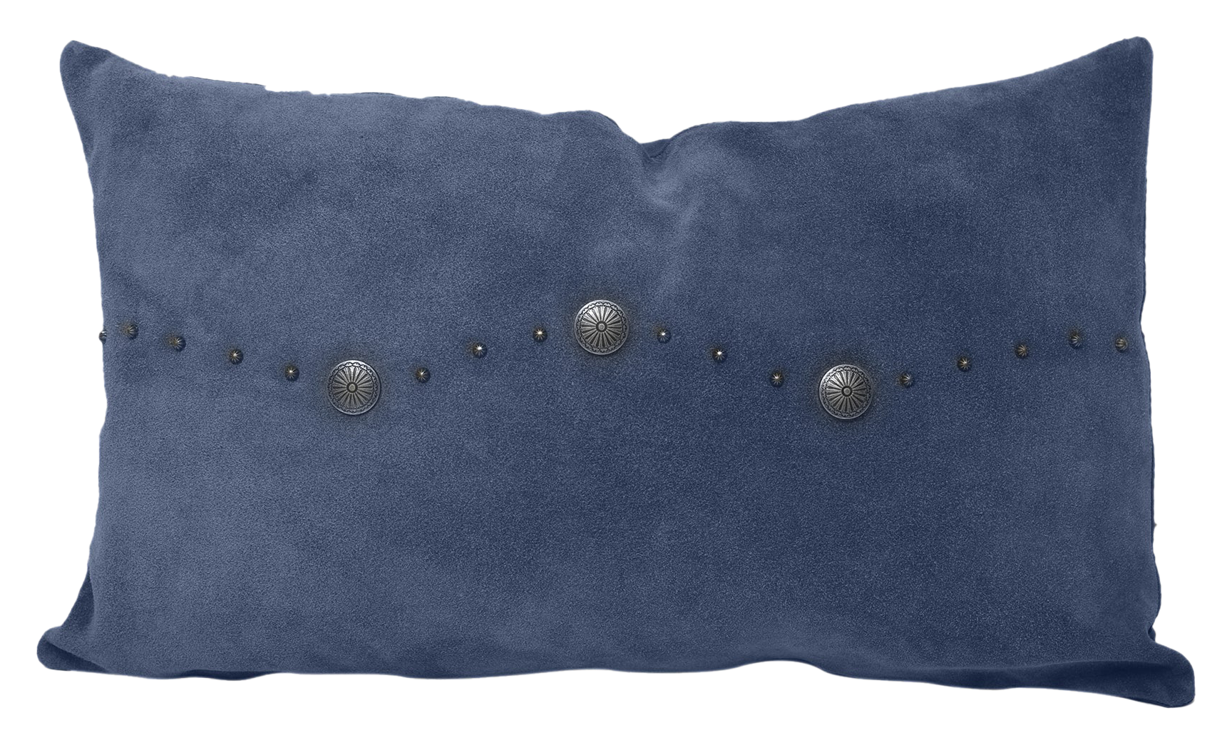 Image of HiEnd Accents Western Suede Antique Silver and Studded Lumbar Pillow - Navy