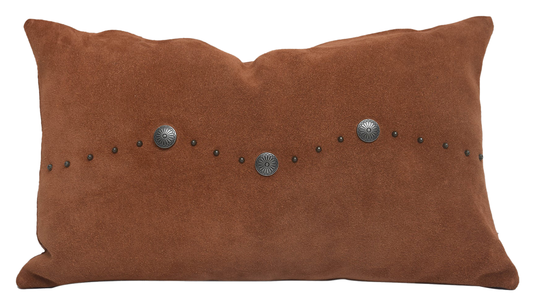 Image of HiEnd Accents Western Suede Antique Silver and Studded Lumbar Pillow