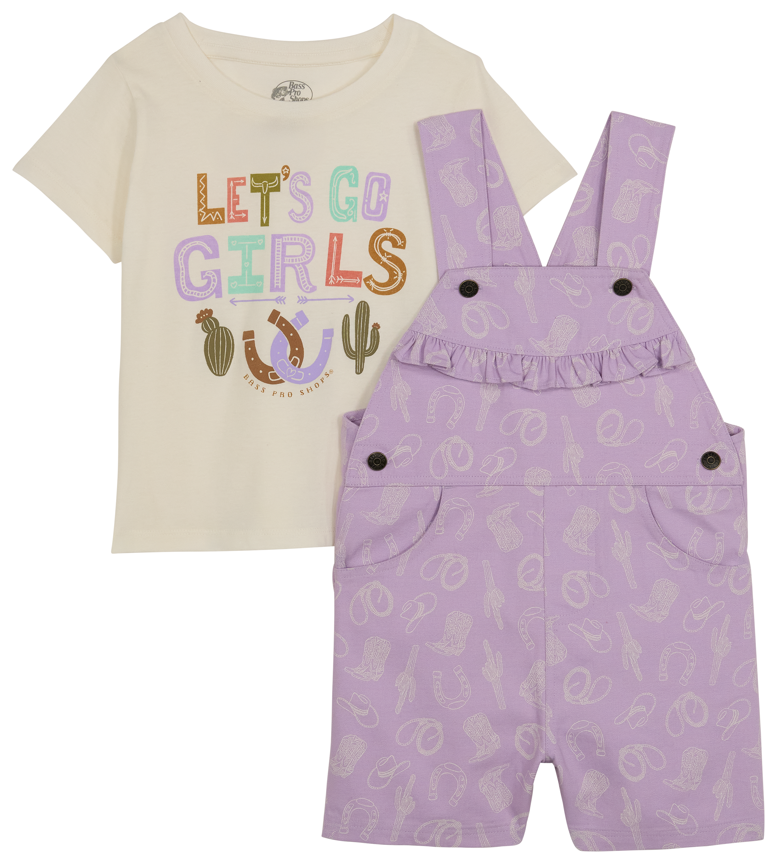 Image of Bass Pro Shops Overalls and Short-Sleeve T-Shirt Set for Toddlers - Lavendula