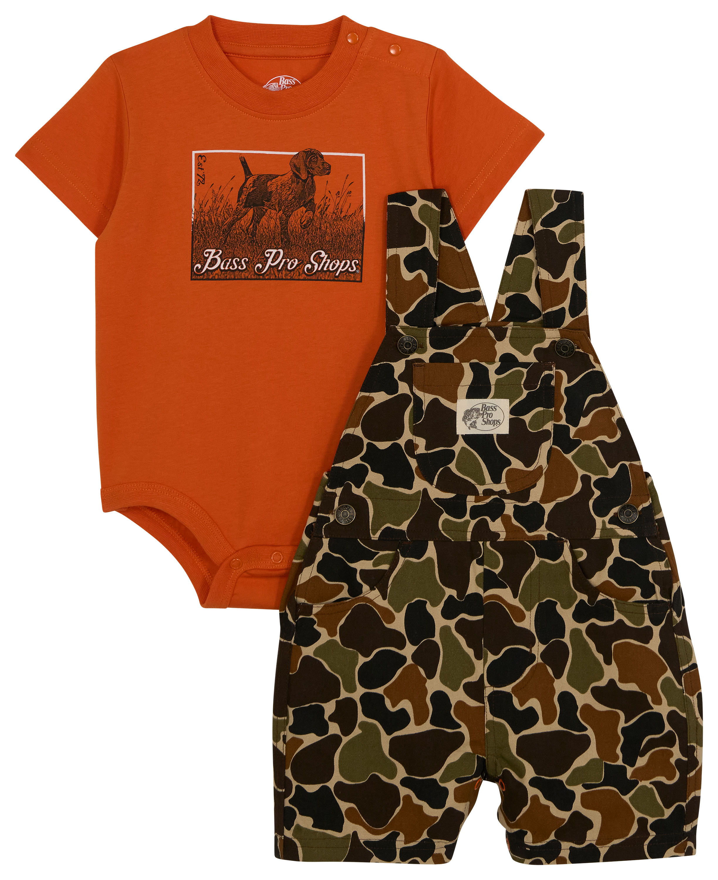 Image of Bass Pro Shops Overalls and Short-Sleeve Bodysuit Set for Babies - Camo