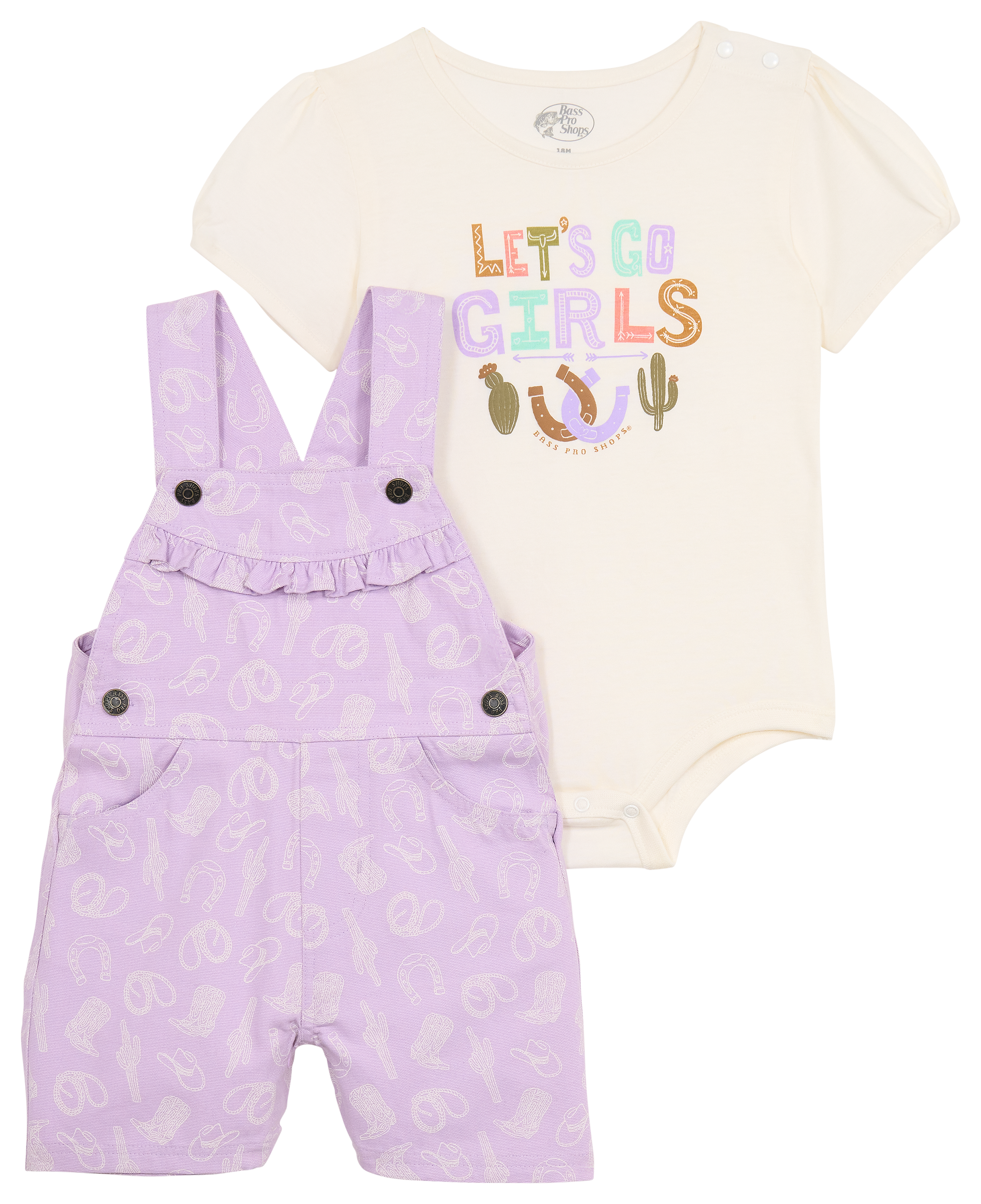 Image of Bass Pro Shops Overalls and Short-Sleeve Bodysuit Set for Babies - Lavendula