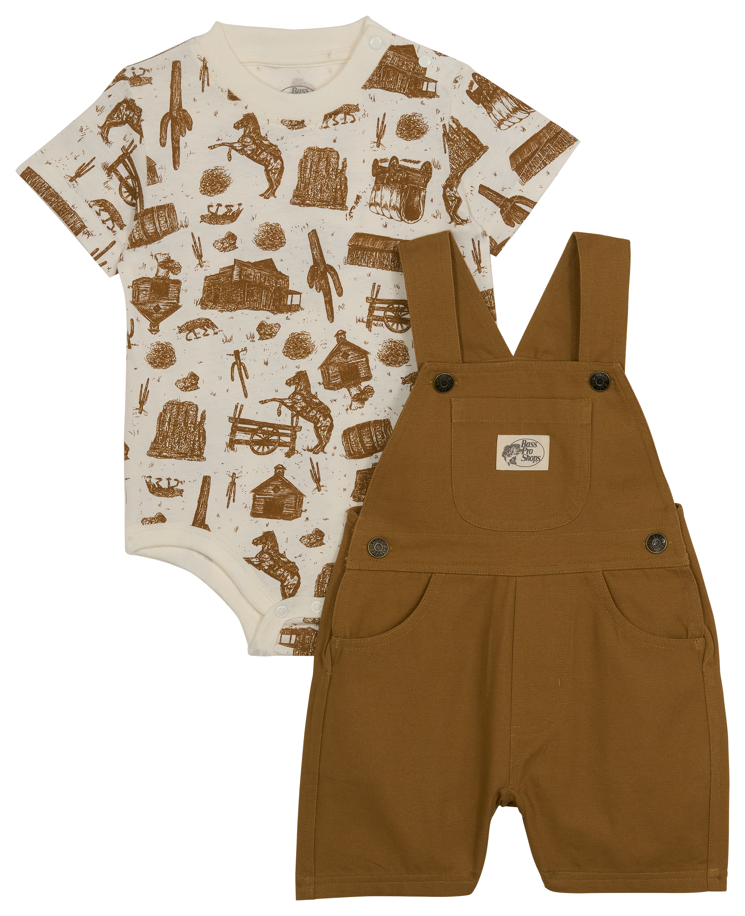Image of Bass Pro Shops Overalls and Short-Sleeve Bodysuit Set for Babies - Chipmunk
