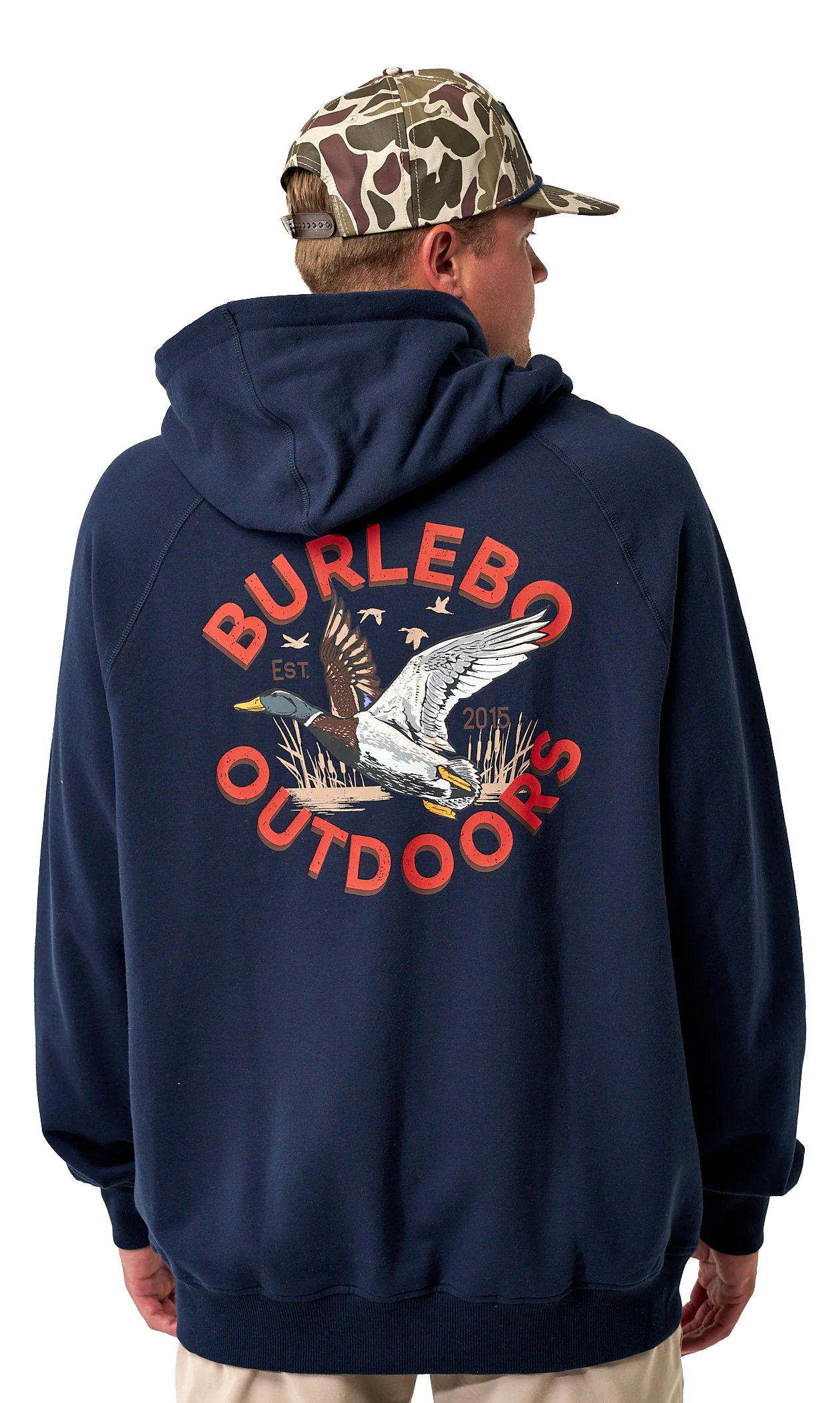 Image of BURLEBO Old School Duck Hunt Fleece Hoodie - Heather Navy - S